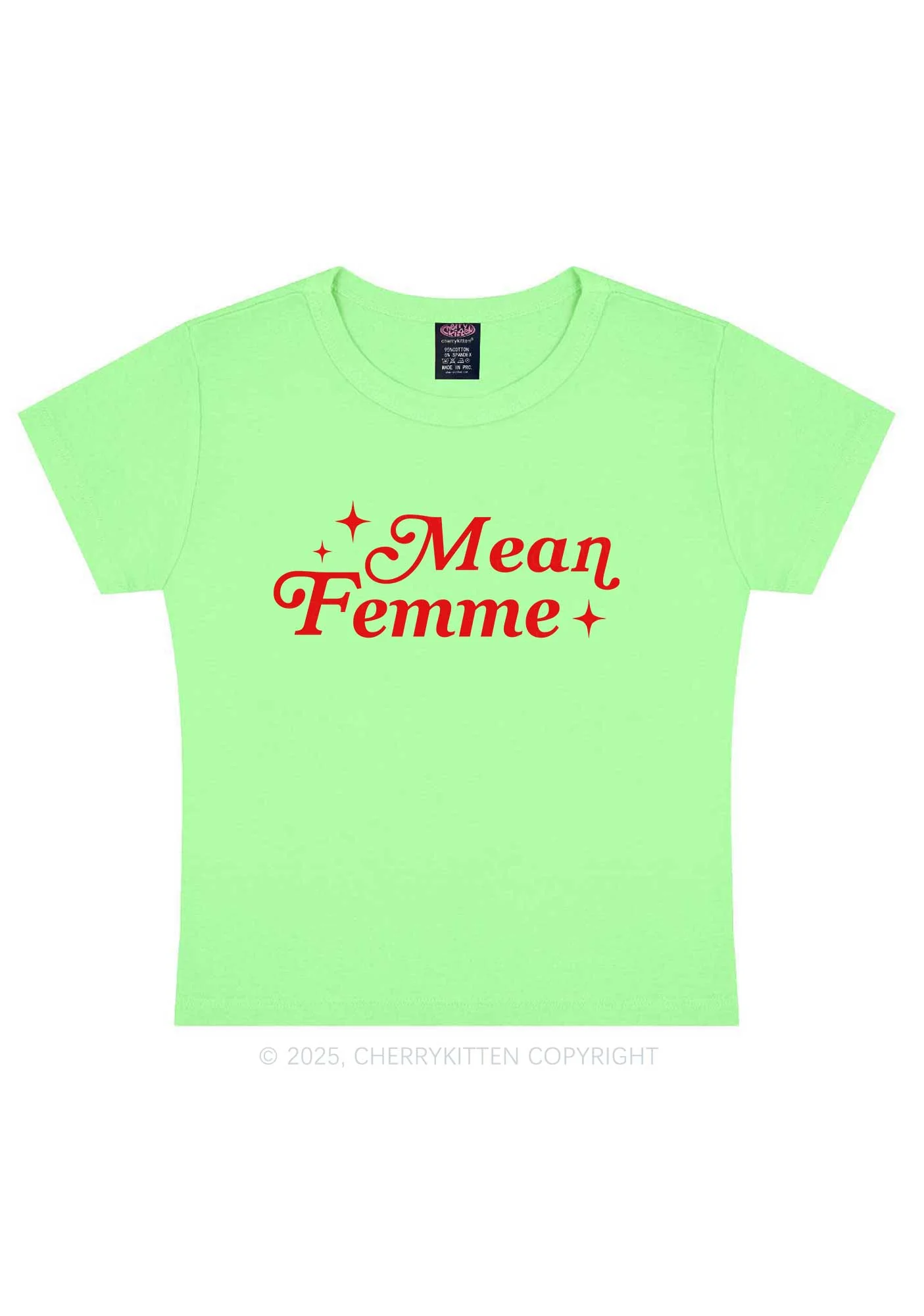 Mean Femme Pride Y2K Baby Tee Cherrykitten - Image 12