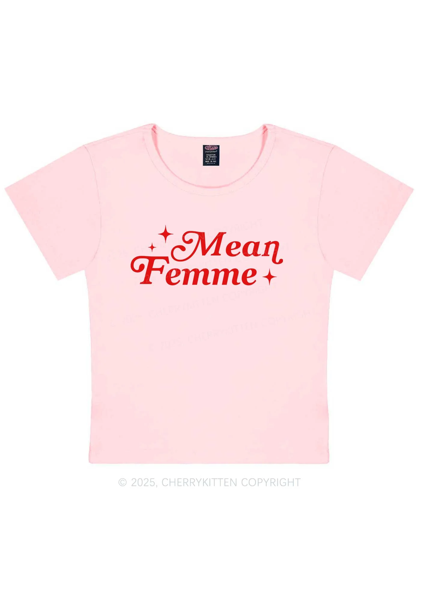 Mean Femme Pride Y2K Baby Tee Cherrykitten - Image 13