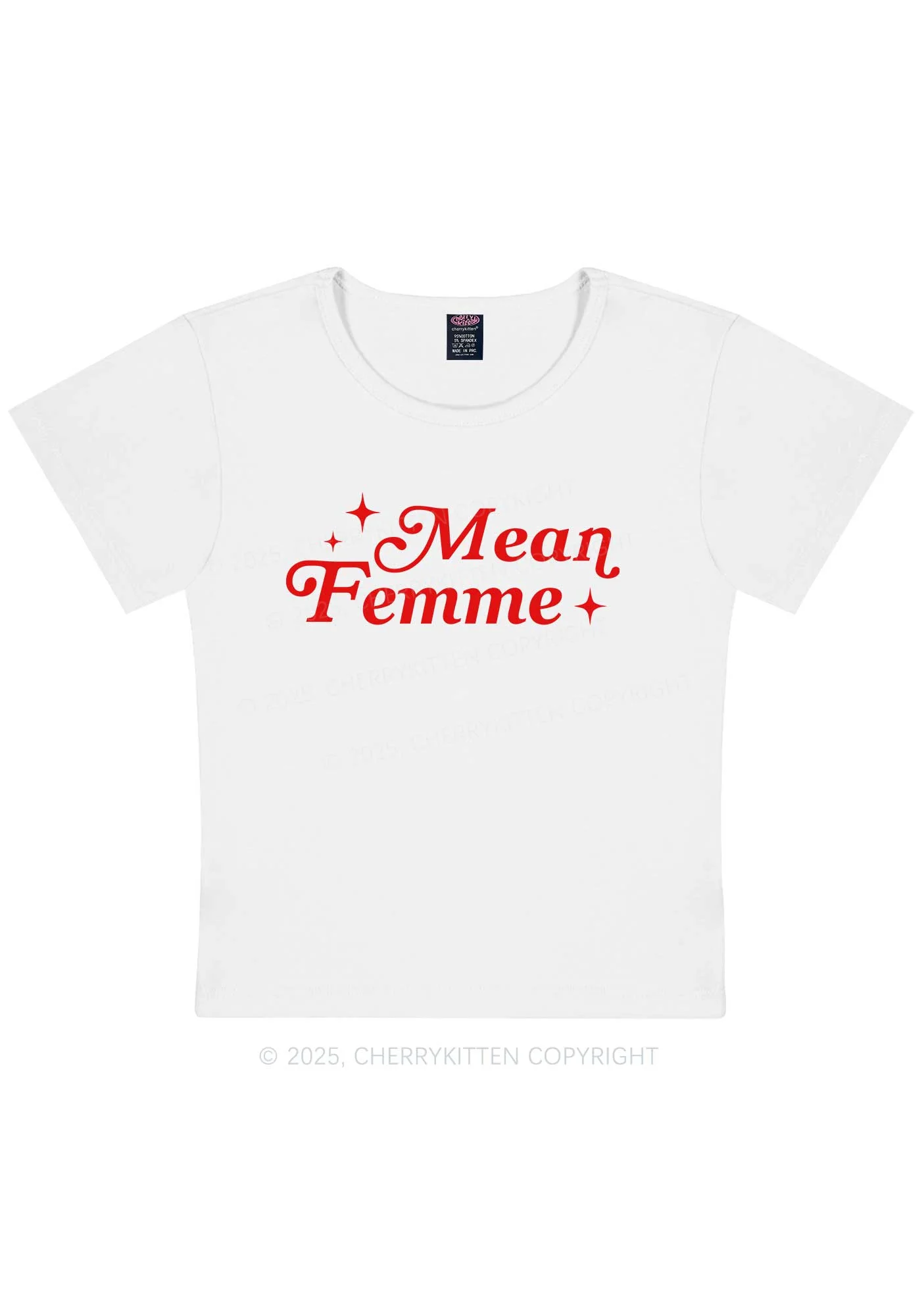 Mean Femme Pride Y2K Baby Tee Cherrykitten - Image 4