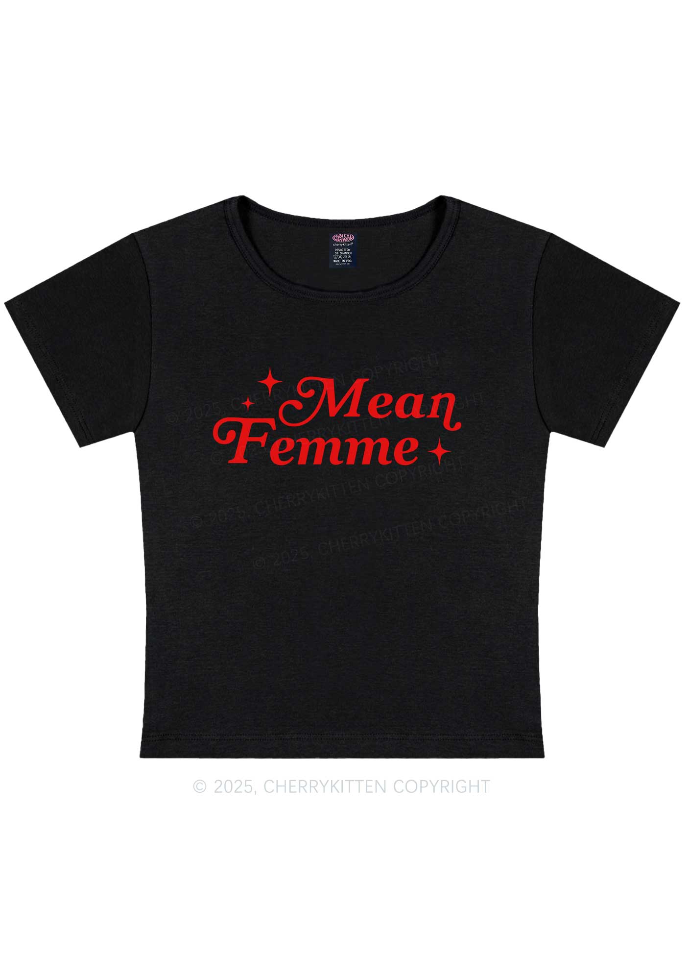 Mean Femme Pride Y2K Baby Tee Cherrykitten - Image 5