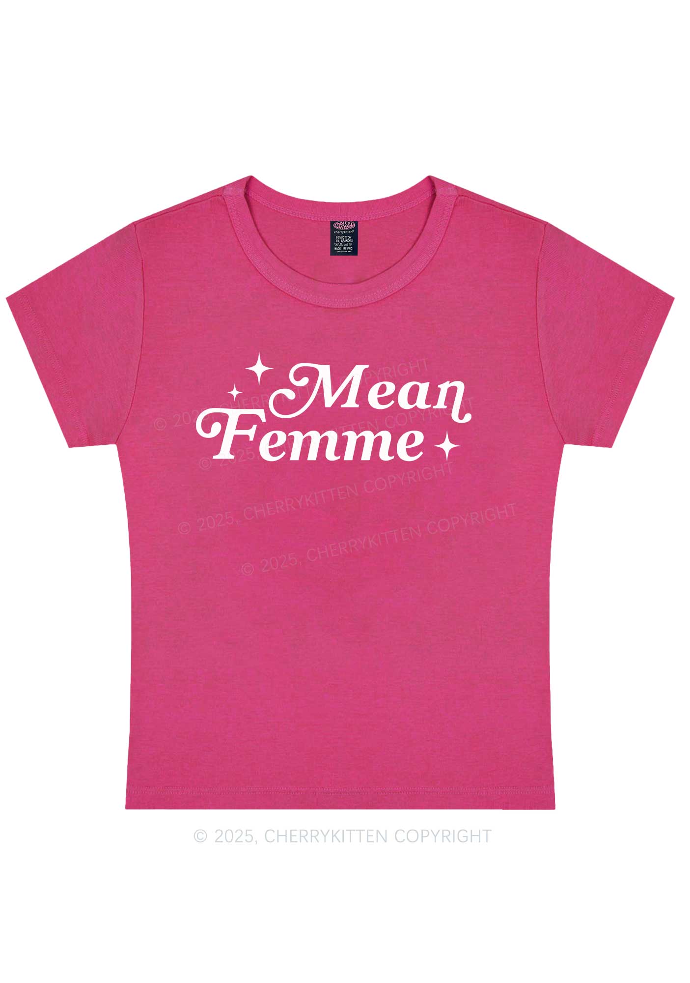 Mean Femme Pride Y2K Baby Tee Cherrykitten - Image 6