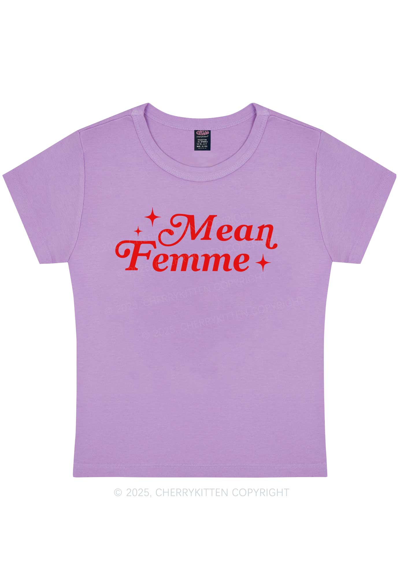 Mean Femme Pride Y2K Baby Tee Cherrykitten - Image 7