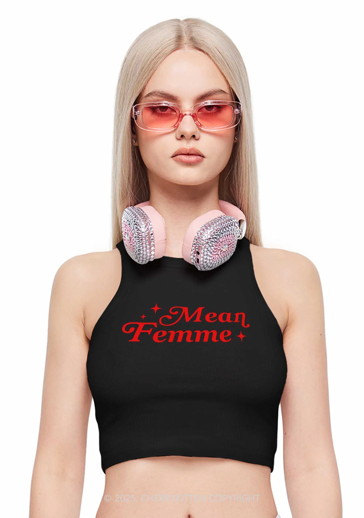 Mean Femme Pride Y2K Crop Tank Top Cherrykitten - Image 3