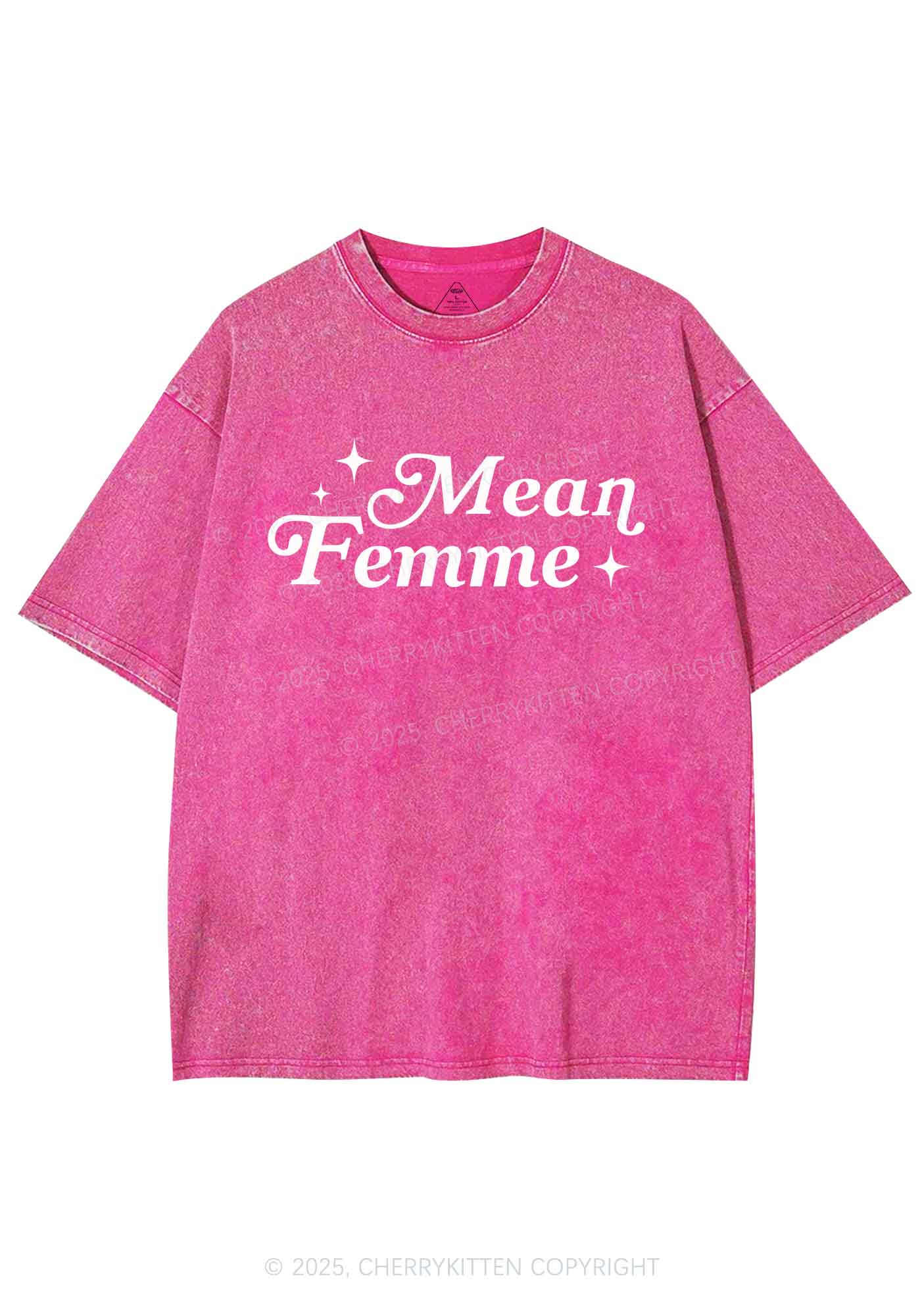 Mean Femme Pride Y2K Shirts Washed Tee Cherrykitten - Image 5