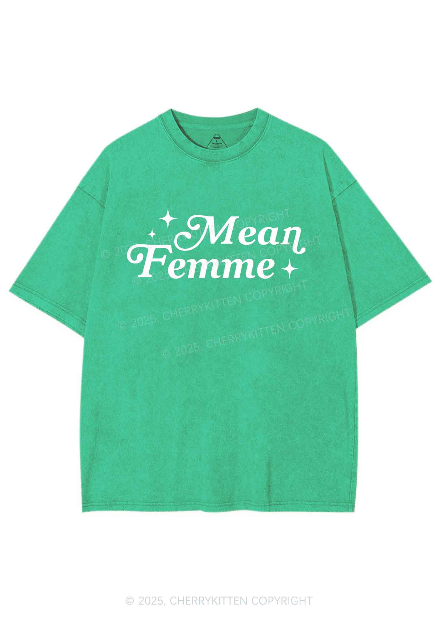 Mean Femme Pride Y2K Shirts Washed Tee Cherrykitten - Image 6