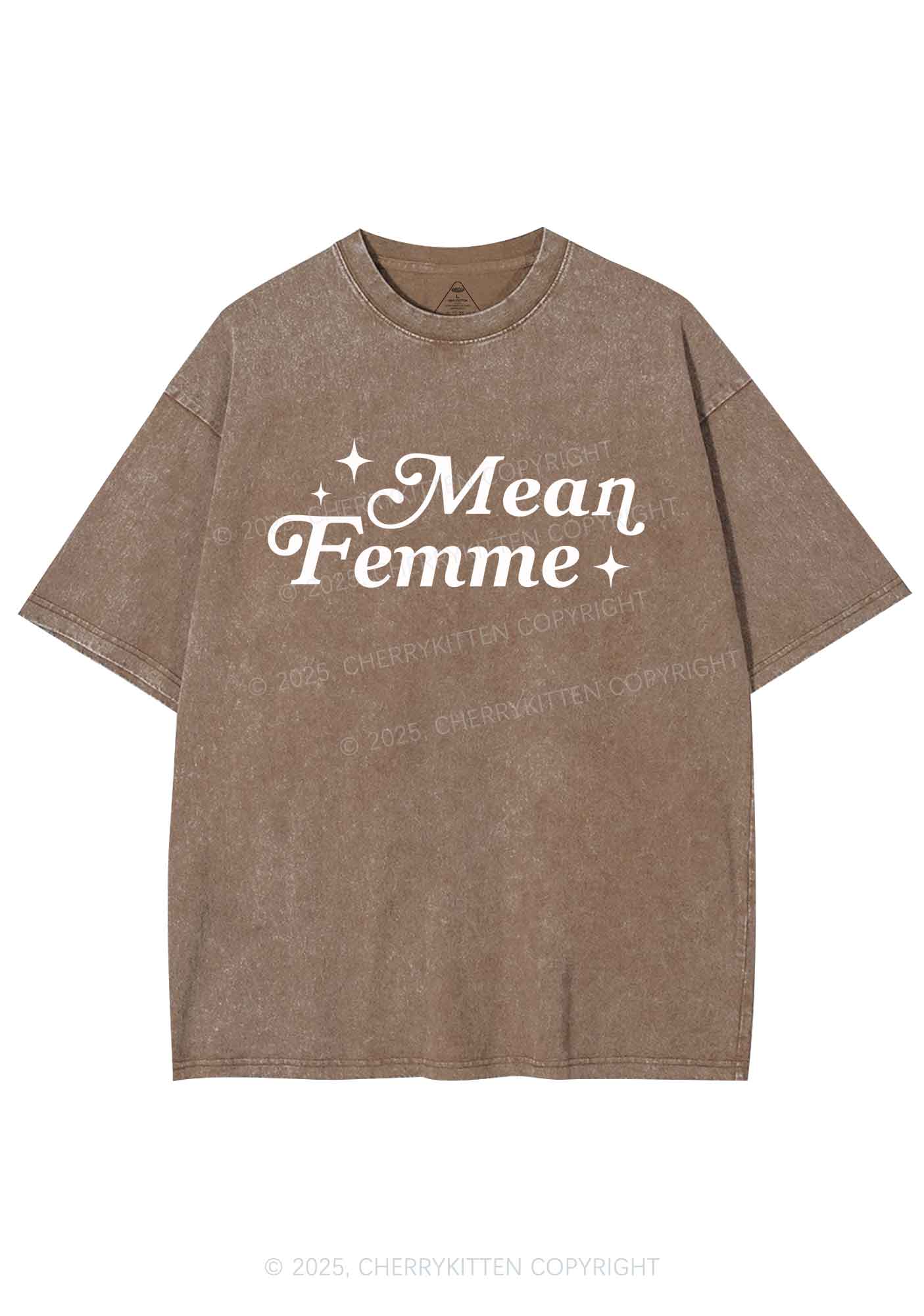 Mean Femme Pride Y2K Shirts Washed Tee Cherrykitten - Image 7