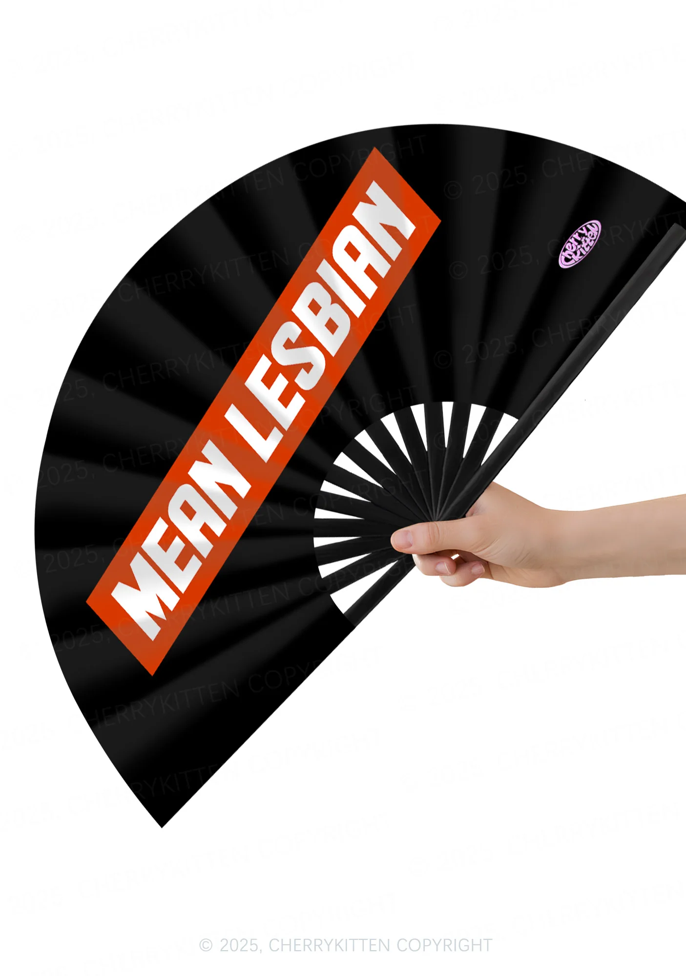 Mean Lesbian Pride Y2K Rave Hand Fan Cherrykitten - Image 2