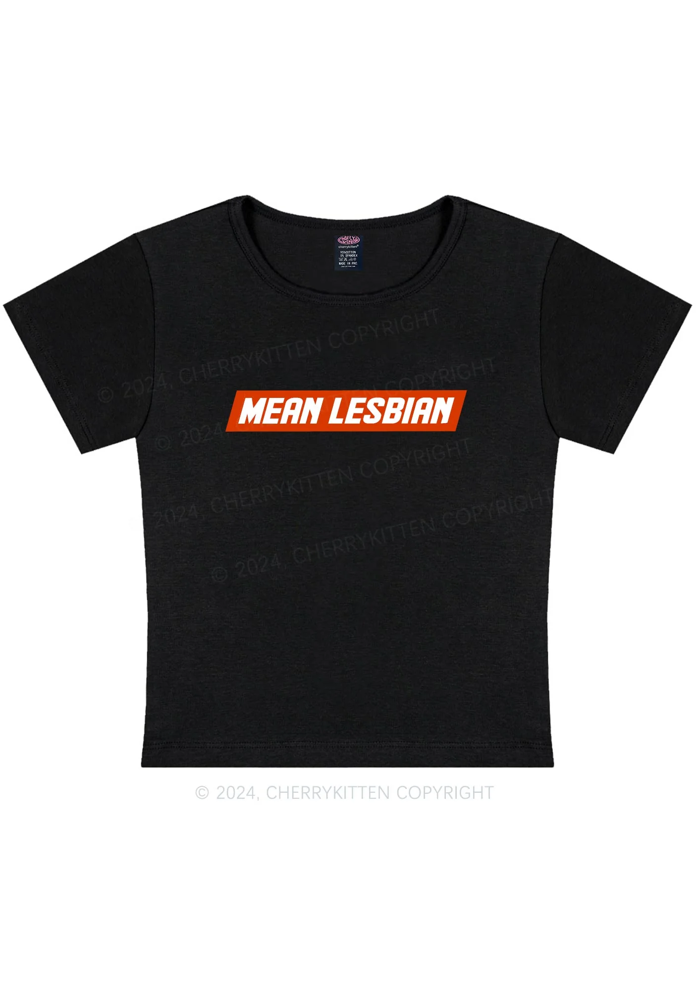 Mean Lesbian Y2K Baby Tee Cherrykitten - Image 5