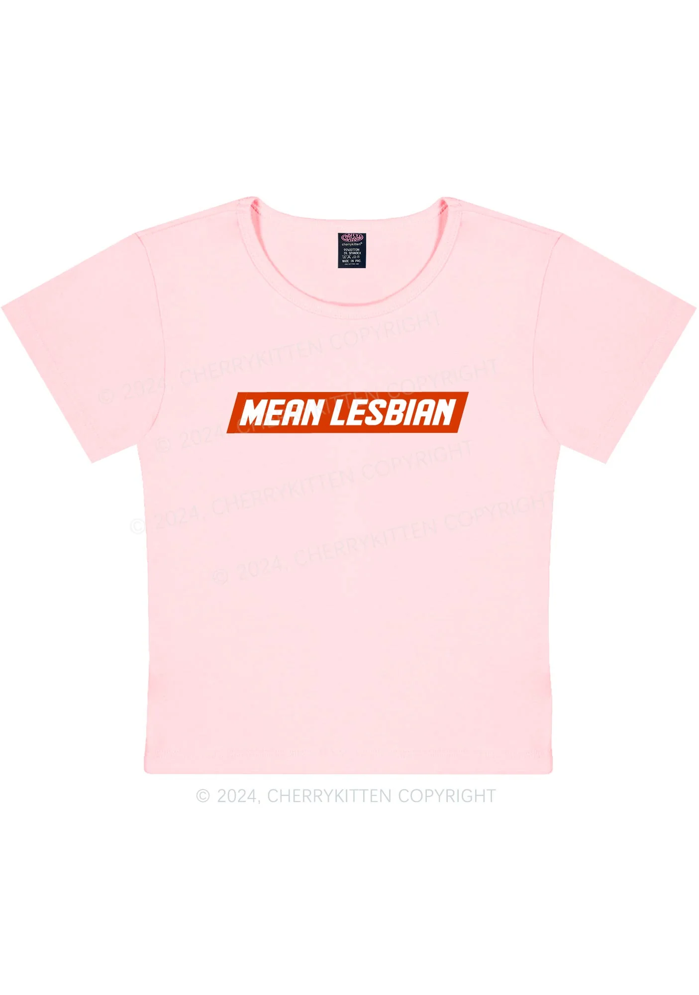 Mean Lesbian Y2K Baby Tee Cherrykitten - Image 6