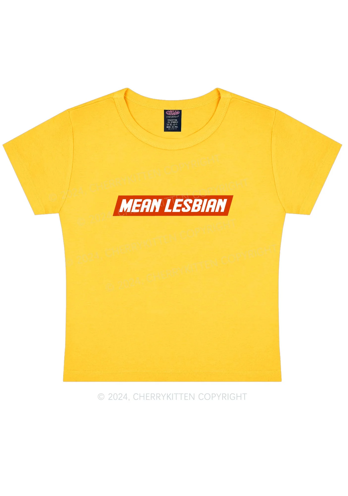 Mean Lesbian Y2K Baby Tee Cherrykitten - Image 9