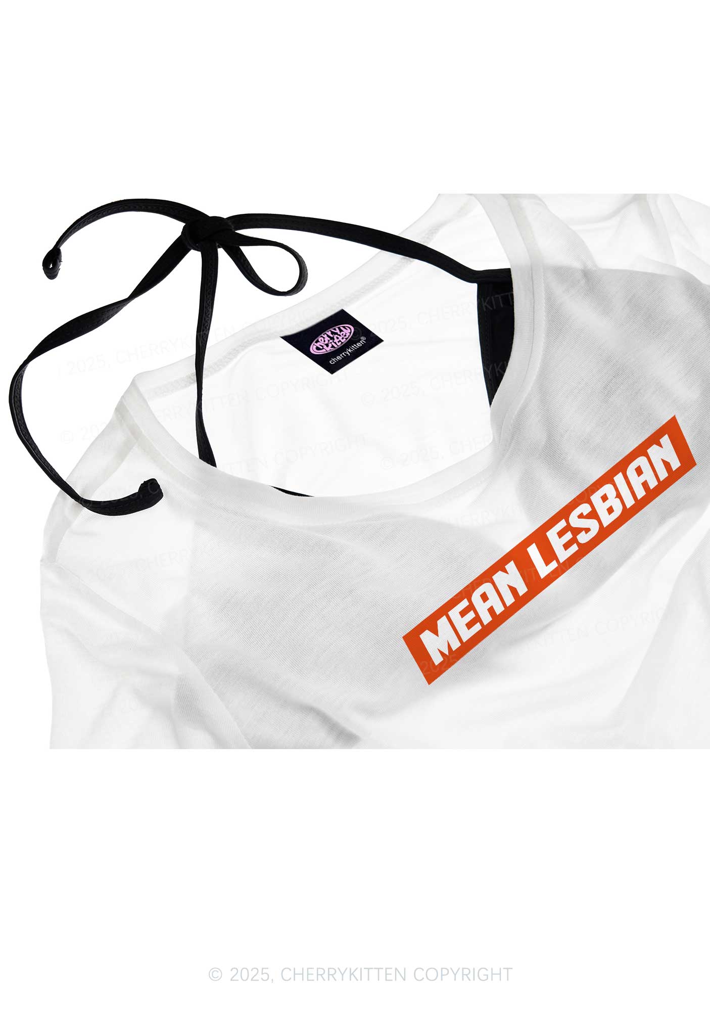 Mean Lesbian Pride Y2K Sheer Crop Tee Cherrykitten - Image 4