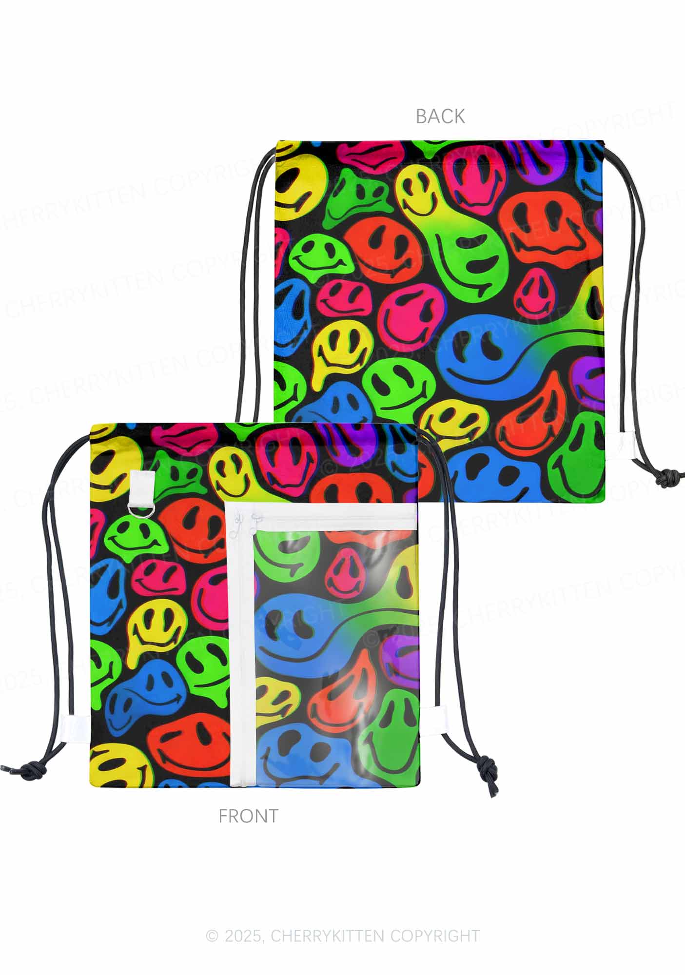 Melting Smile Y2K Drawstring Itabag Backpack Cherrykitten - Image 2