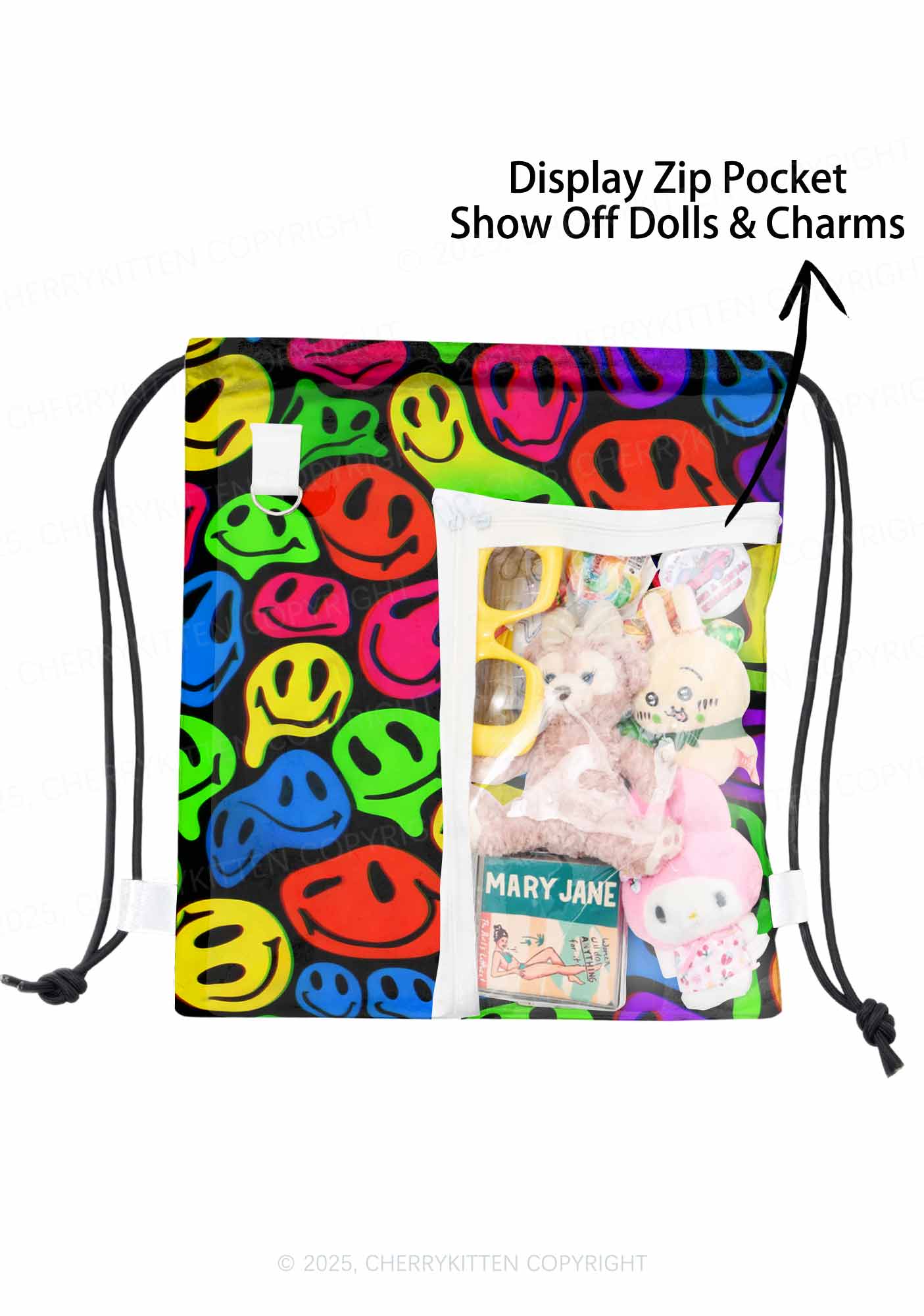 Melting Smile Y2K Drawstring Itabag Backpack Cherrykitten - Image 3