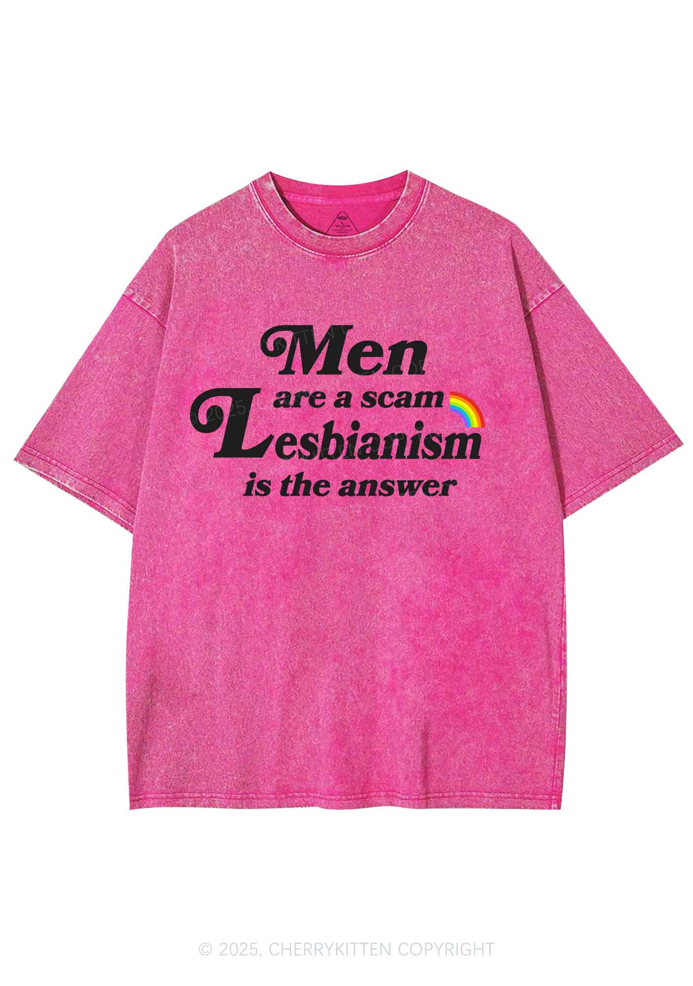 Men Lesbianism Y2K Shirts Washed Tee Cherrykitten - Image 3