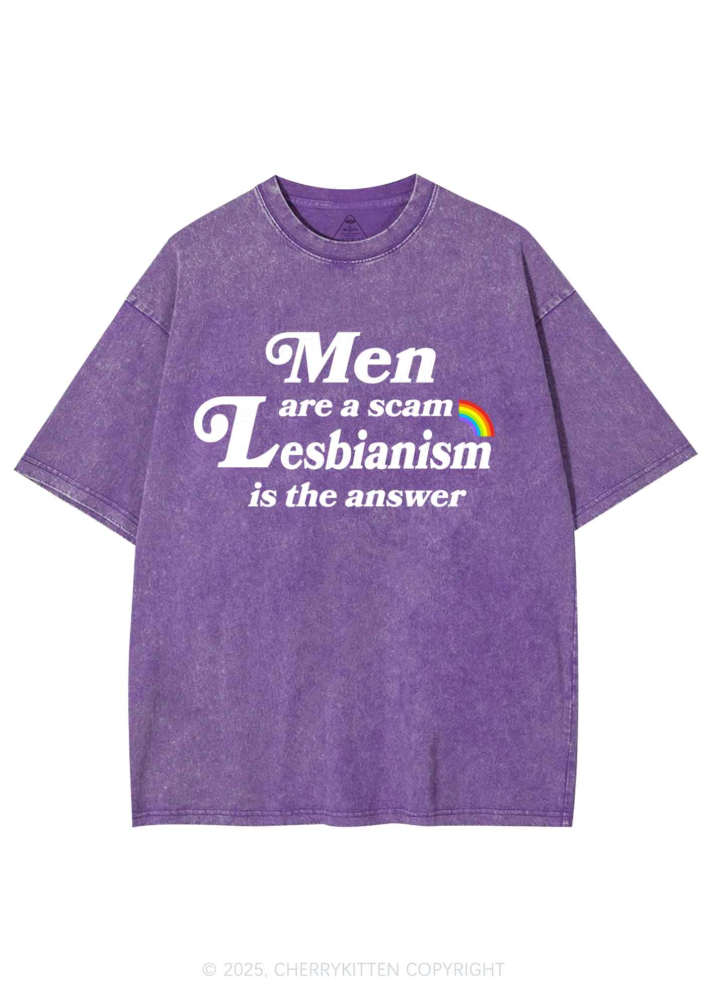 Men Lesbianism Y2K Shirts Washed Tee Cherrykitten - Image 4