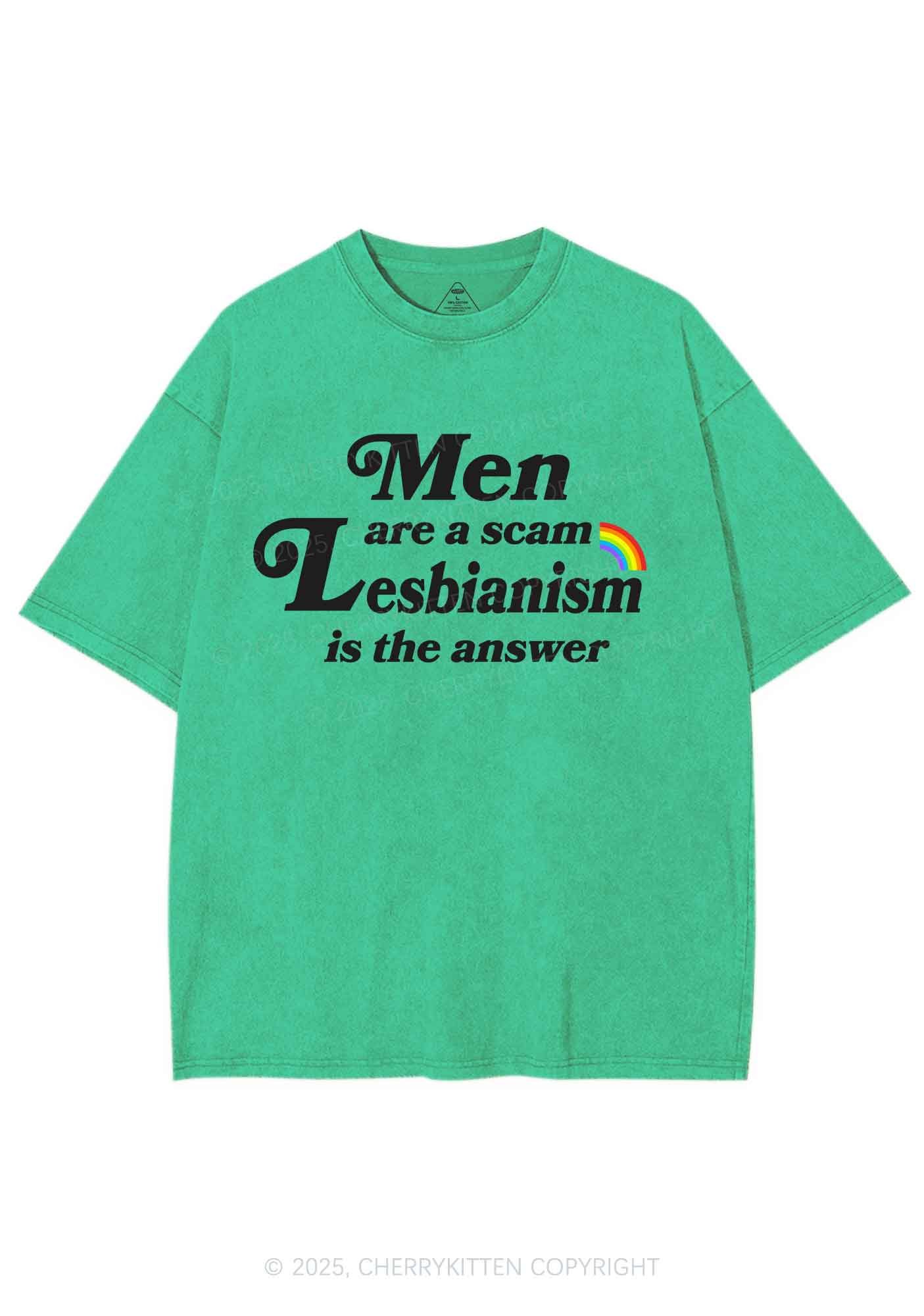 Men Lesbianism Y2K Shirts Washed Tee Cherrykitten - Image 6