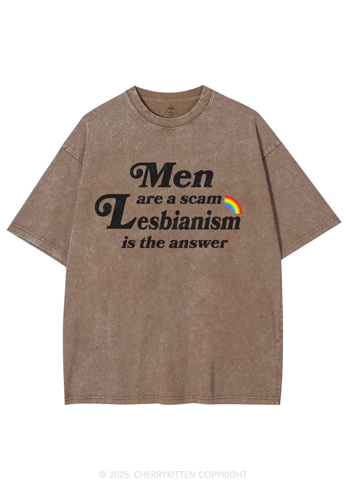 Men Lesbianism Y2K Shirts Washed Tee Cherrykitten - Image 7