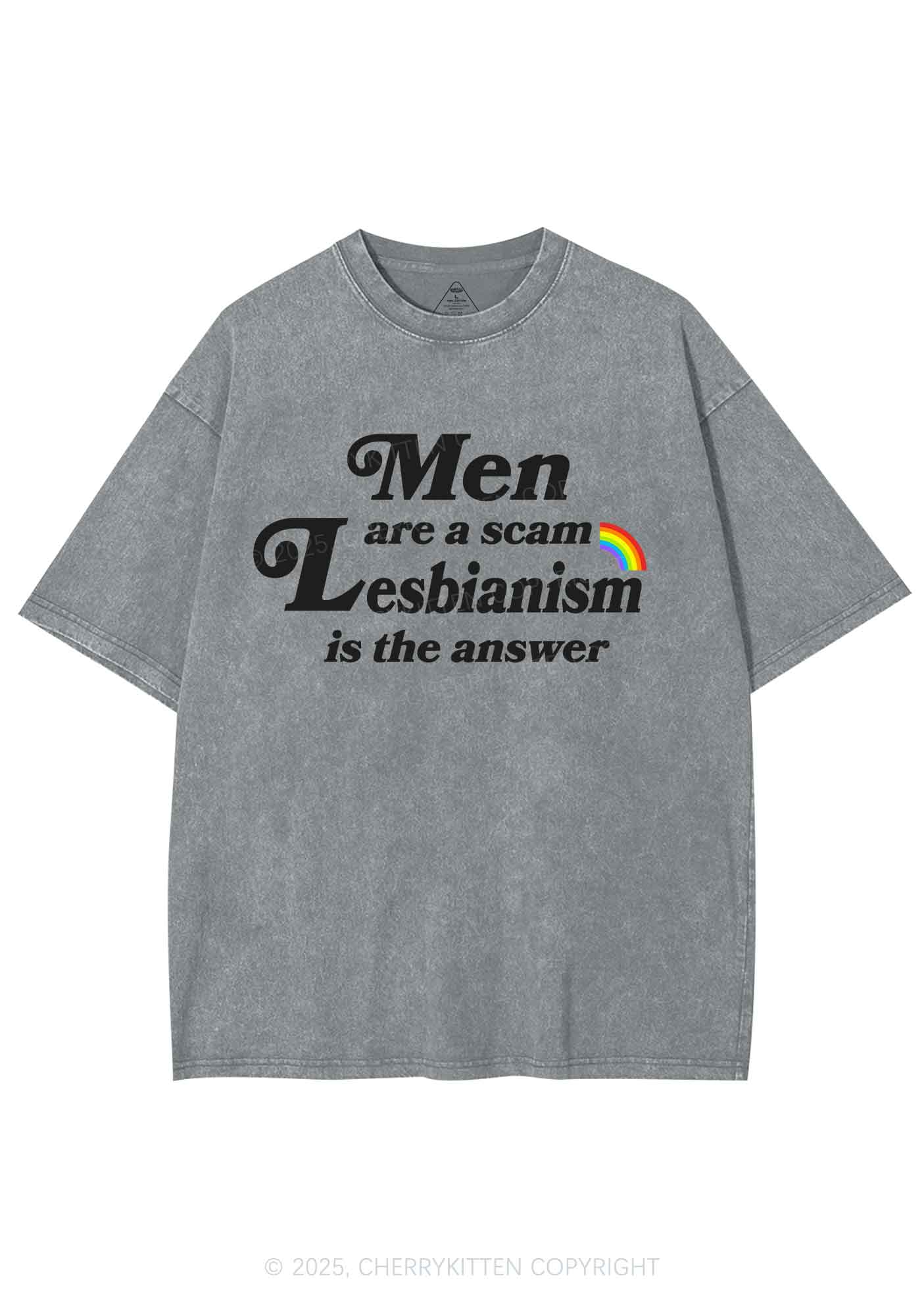 Men Lesbianism Y2K Shirts Washed Tee Cherrykitten - Image 8