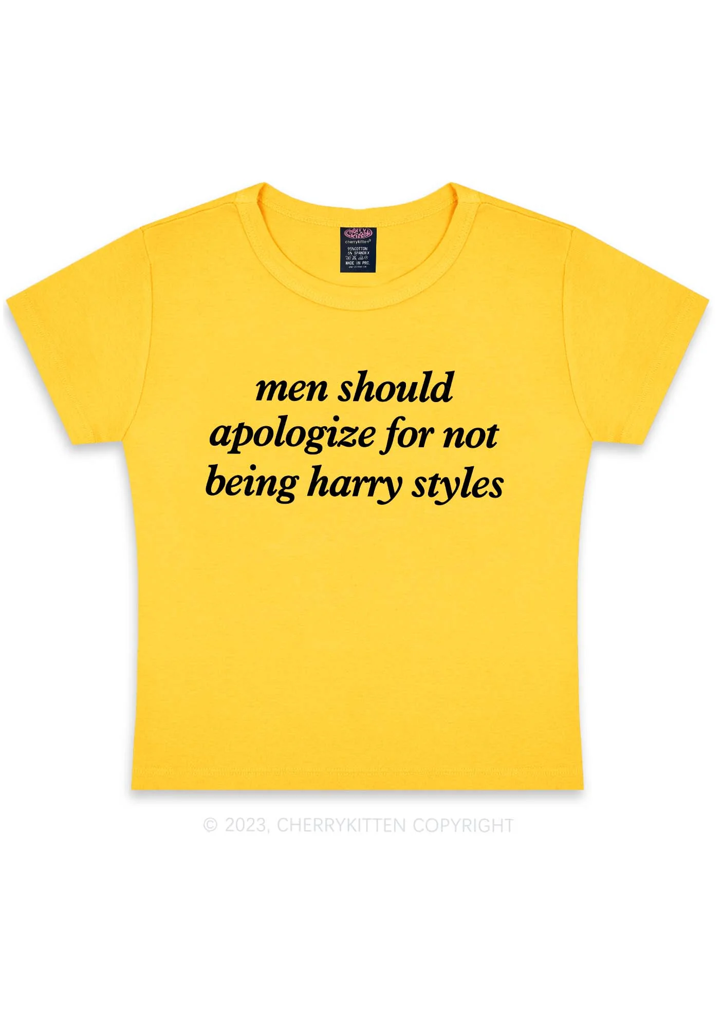 Men Should Apologize Y2K Baby Tee Cherrykitten - Image 4
