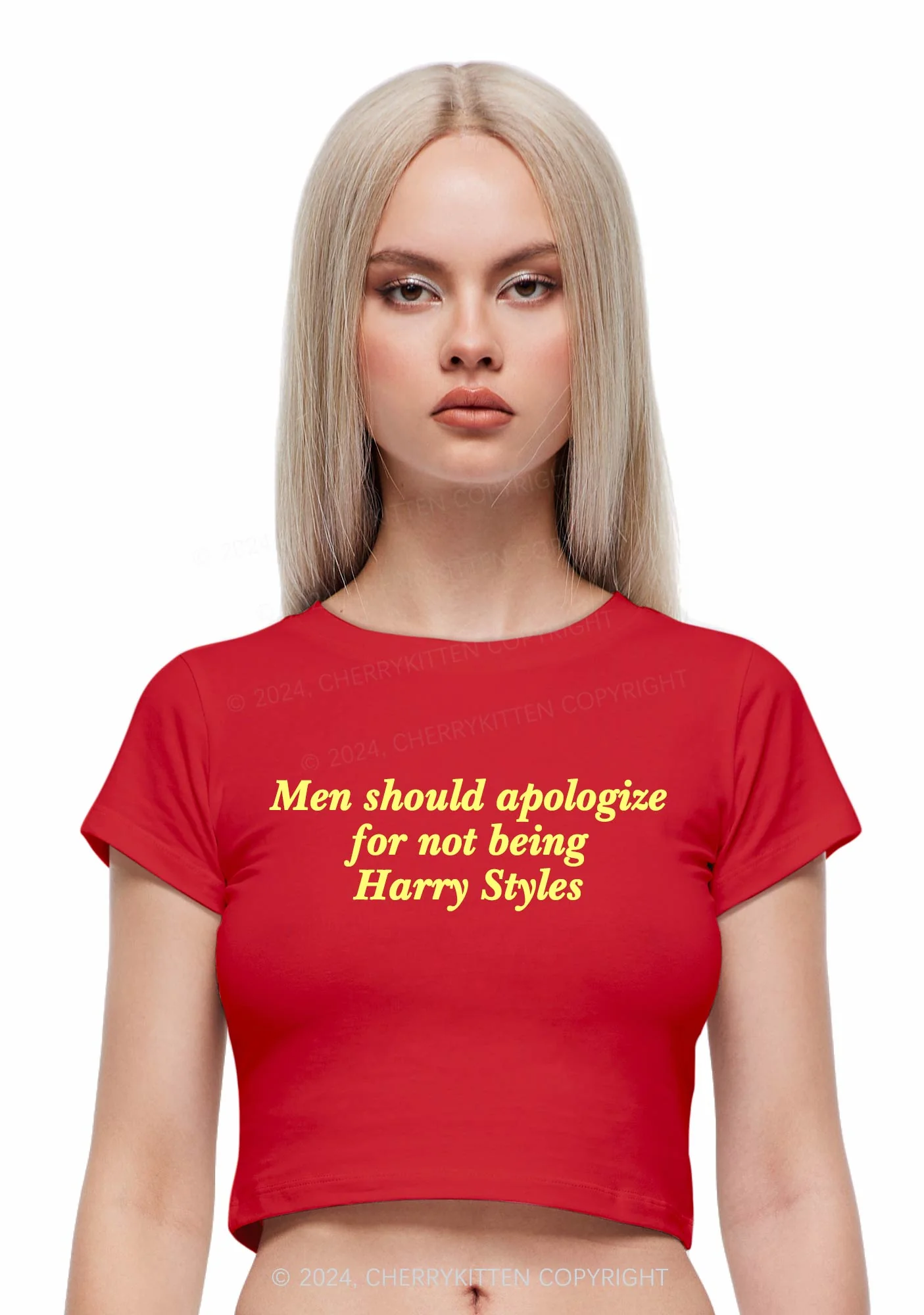 Men Should Being Custom Y2K Baby Tee Cherrykitten - Image 2