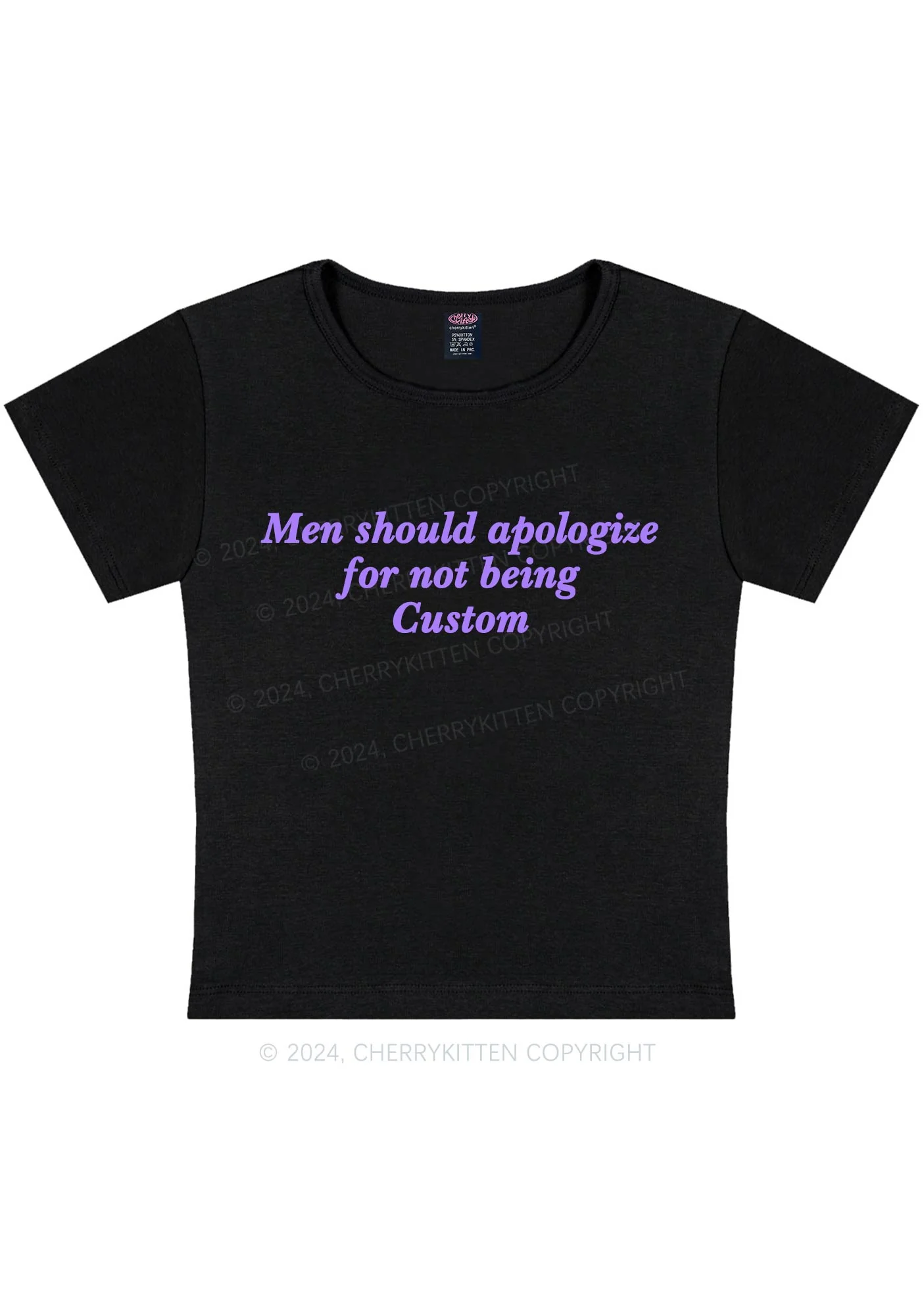 Men Should Being Custom Y2K Baby Tee Cherrykitten - Image 3