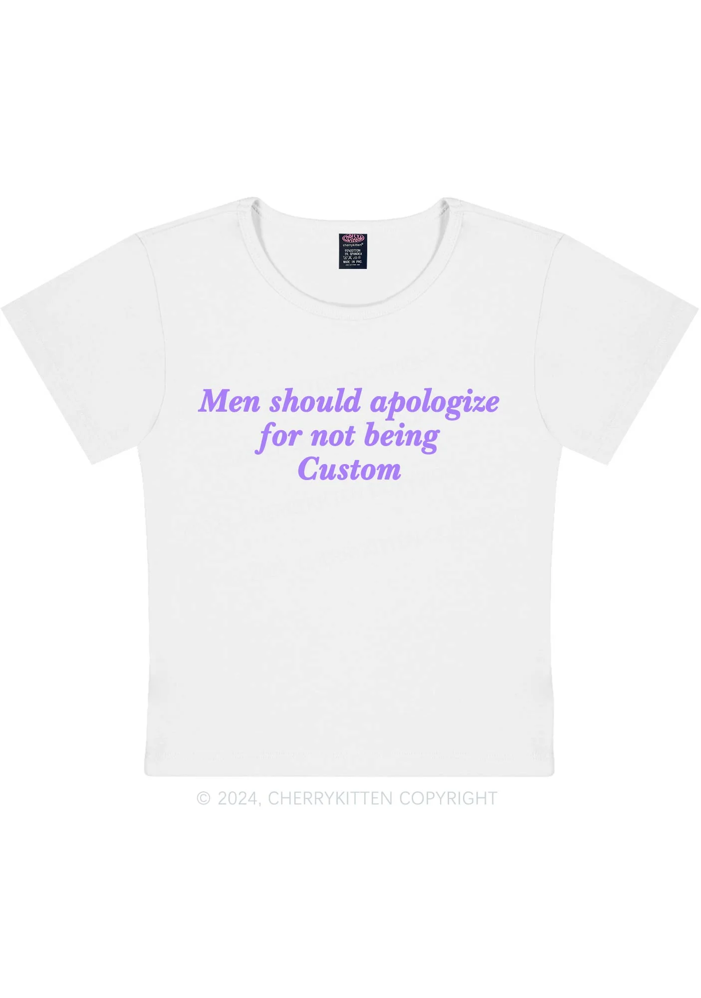 Men Should Being Custom Y2K Baby Tee Cherrykitten - Image 4