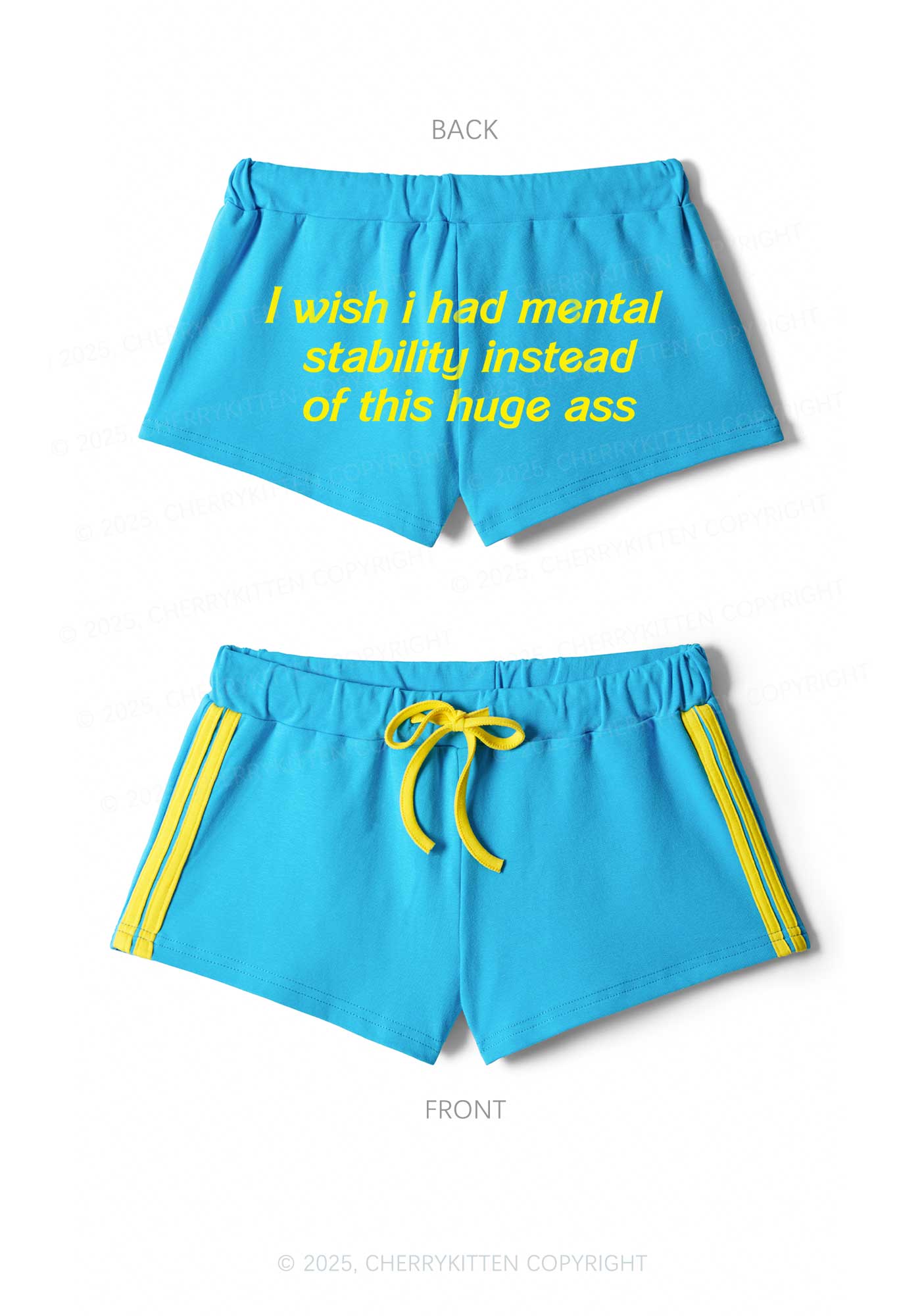 I Wish Mental Stability Y2K Drawstring Mini Shorts Cherrykitten - Image 3
