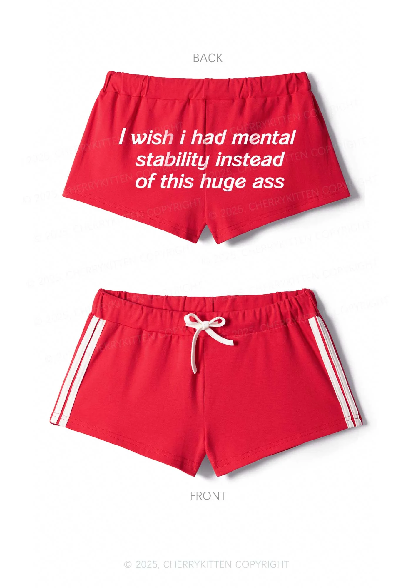 I Wish Mental Stability Y2K Drawstring Mini Shorts Cherrykitten - Image 5