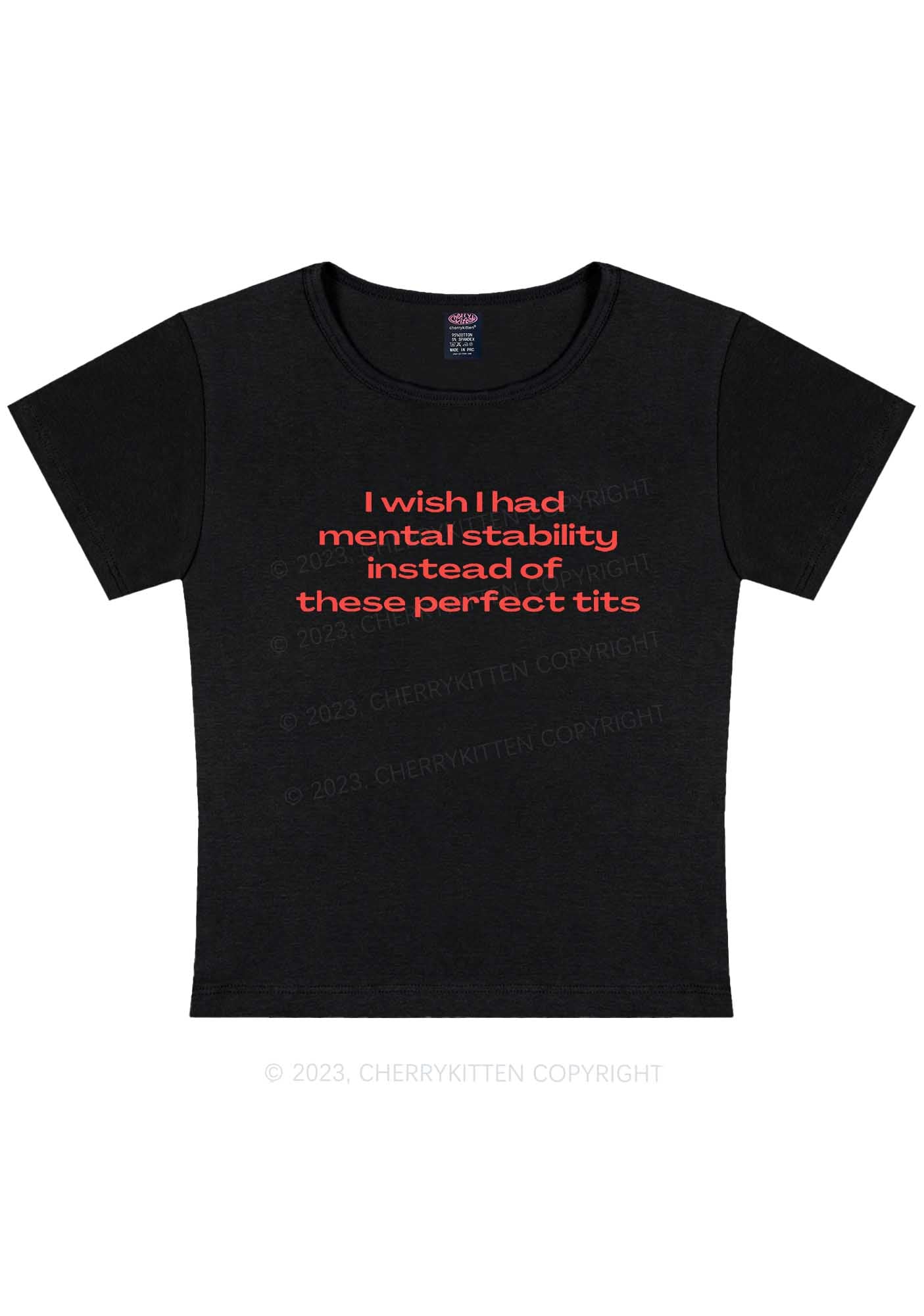 Mental Stability Y2K Baby Tee Cherrykitten - Image 3