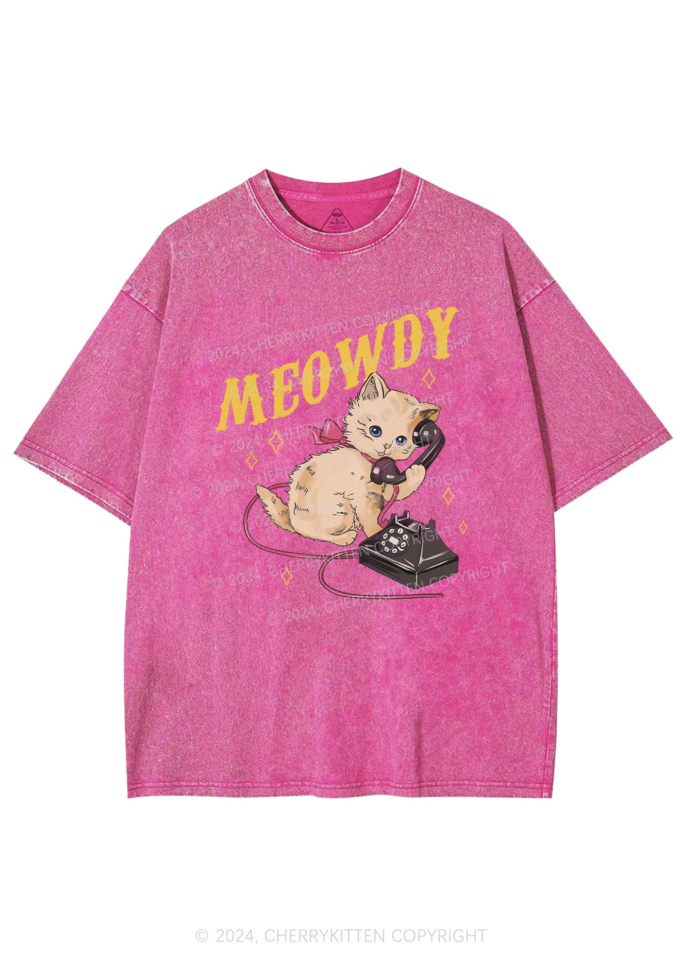 Meowdy Kitten Y2K Washed Tee Cherrykitten - Image 4