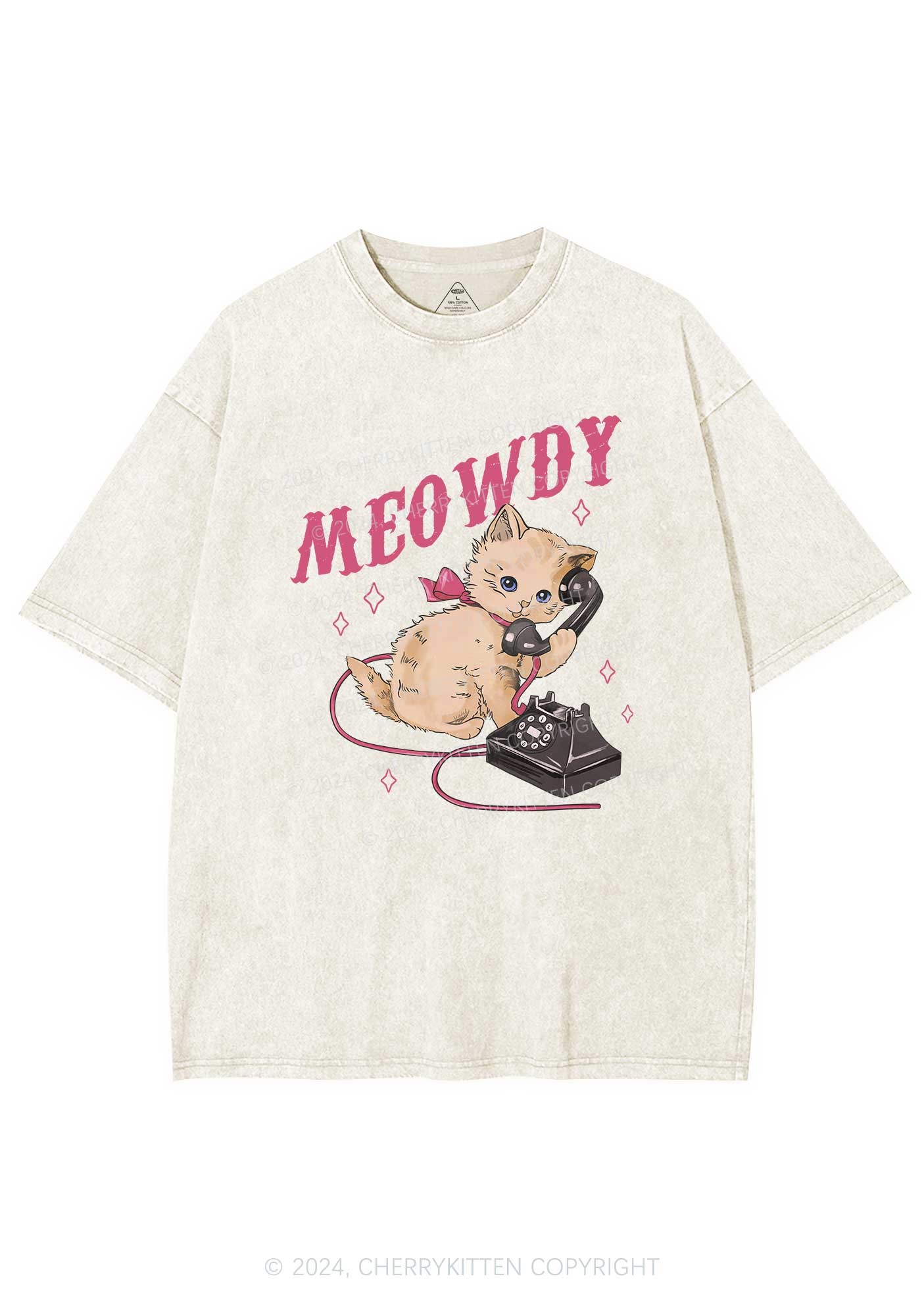 Meowdy Kitten Y2K Washed Tee Cherrykitten - Image 5
