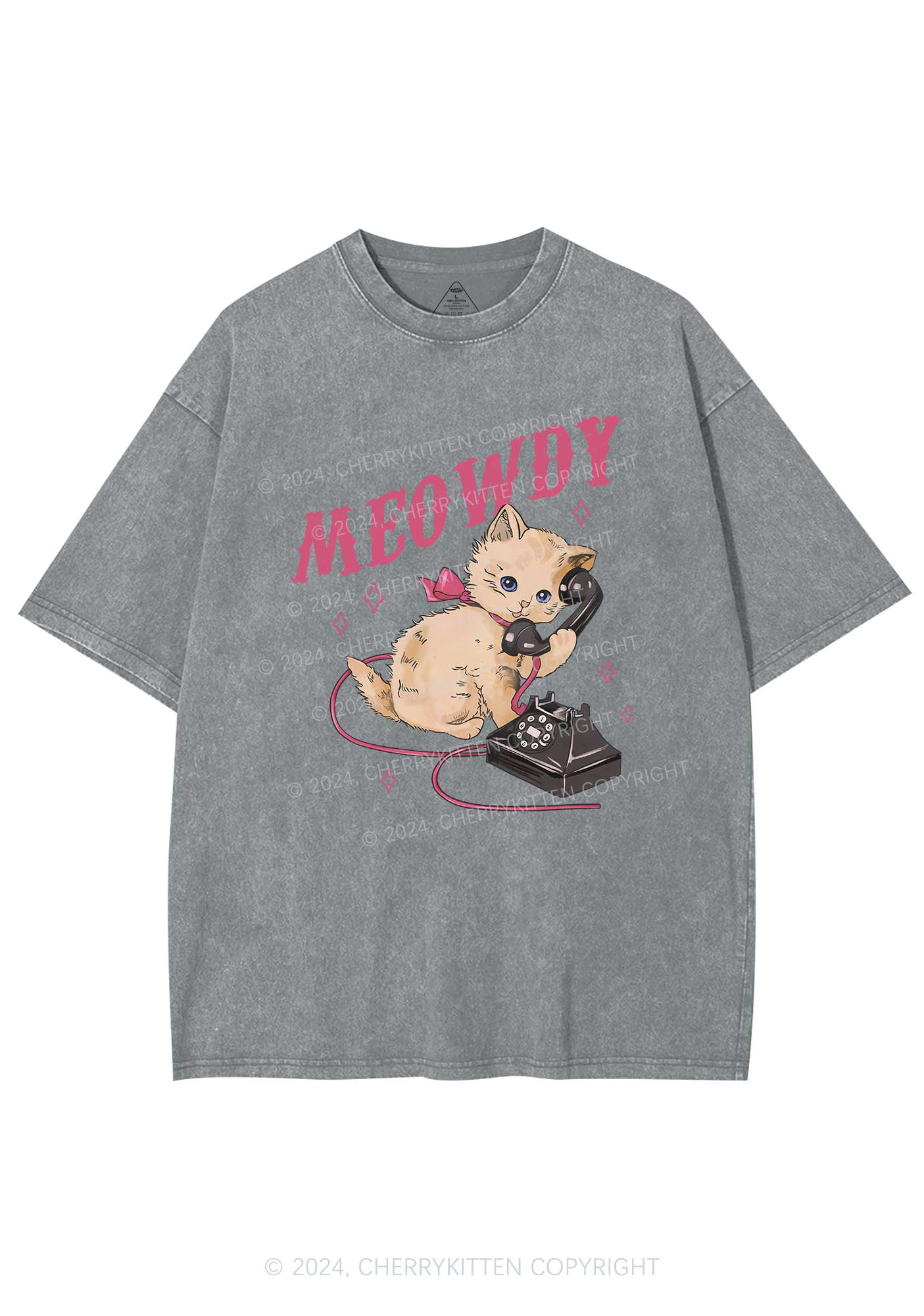 Meowdy Kitten Y2K Washed Tee Cherrykitten - Image 6