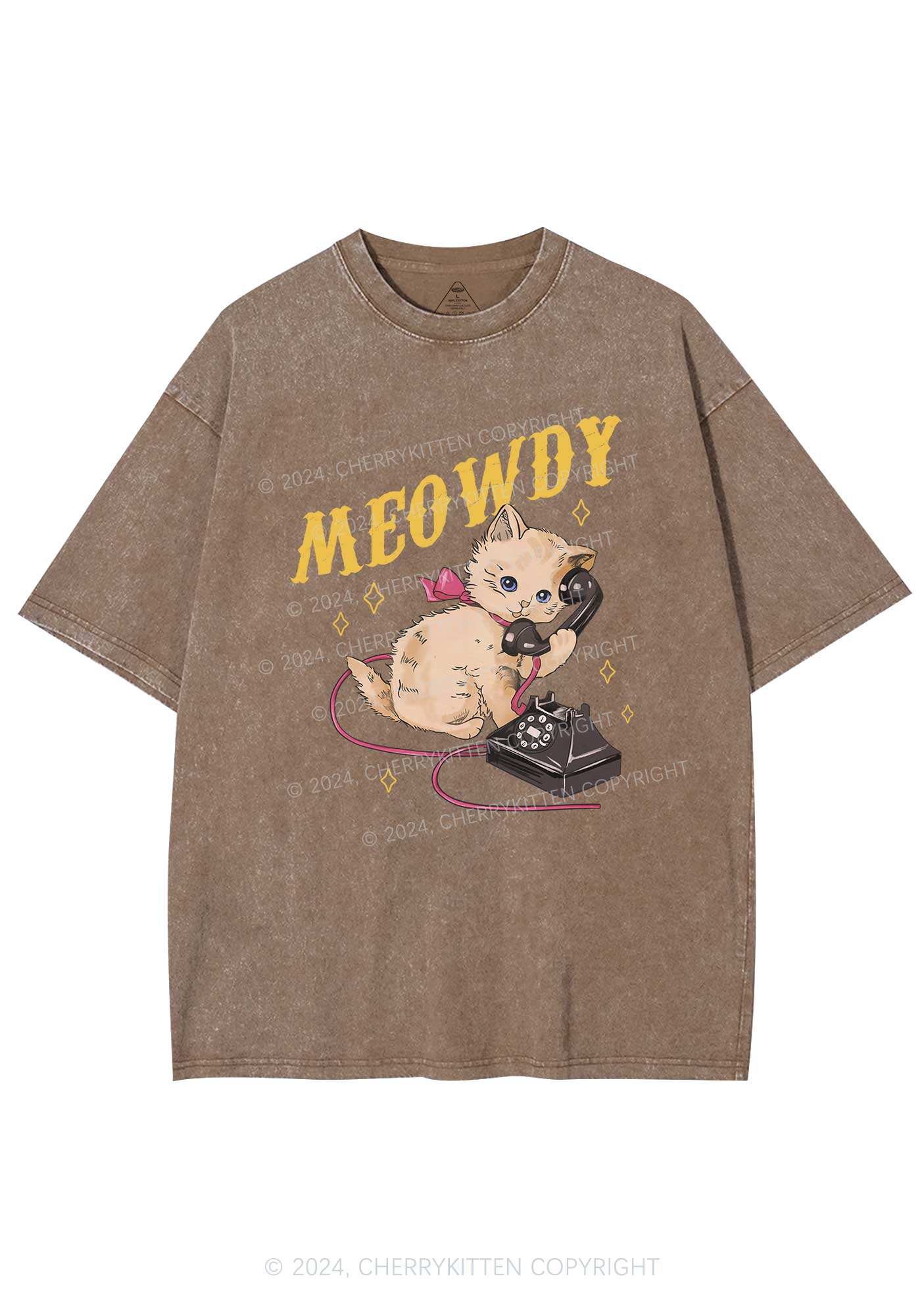 Meowdy Kitten Y2K Washed Tee Cherrykitten - Image 7
