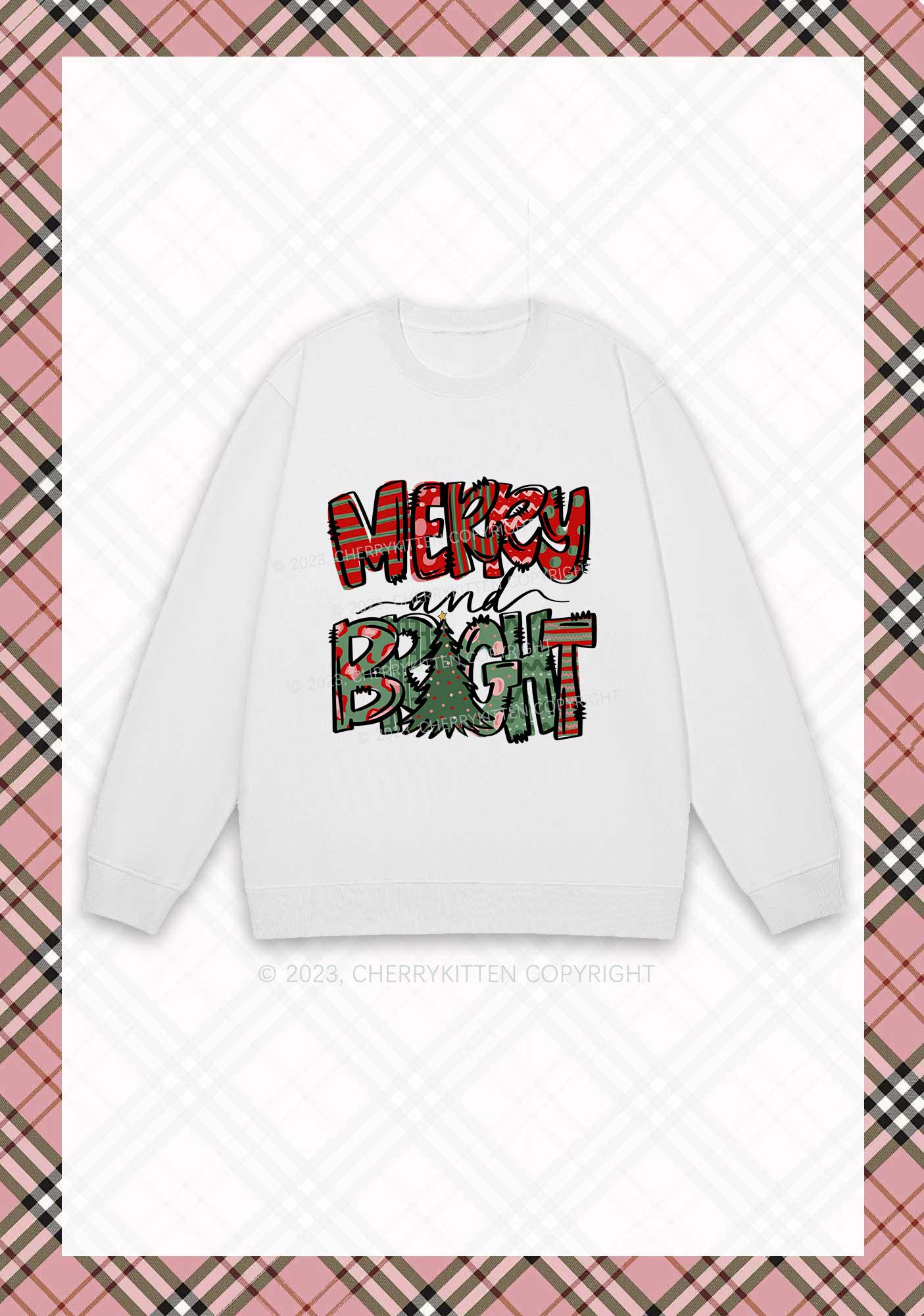 Merry And Bright Christmas Y2K Sweatshirt Cherrykitten - Image 3