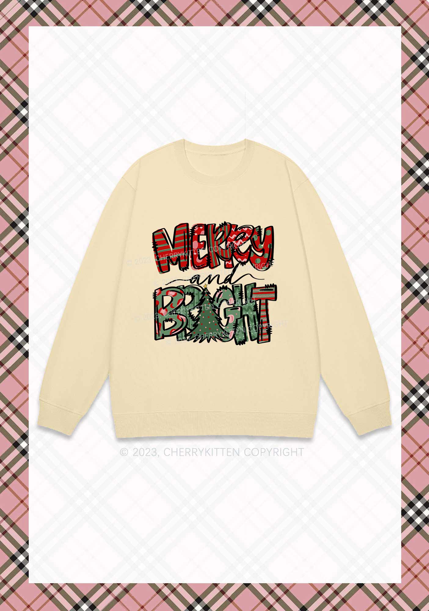 Merry And Bright Christmas Y2K Sweatshirt Cherrykitten - Image 4