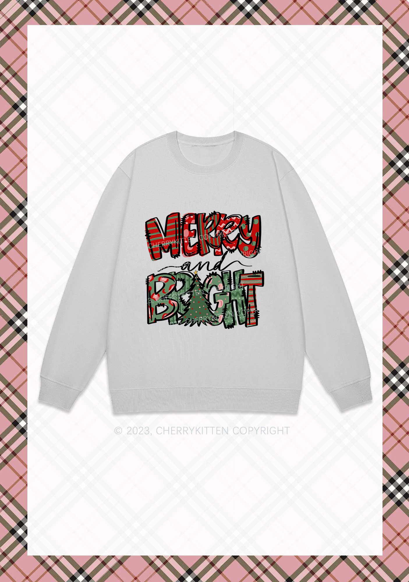 Merry And Bright Christmas Y2K Sweatshirt Cherrykitten - Image 5