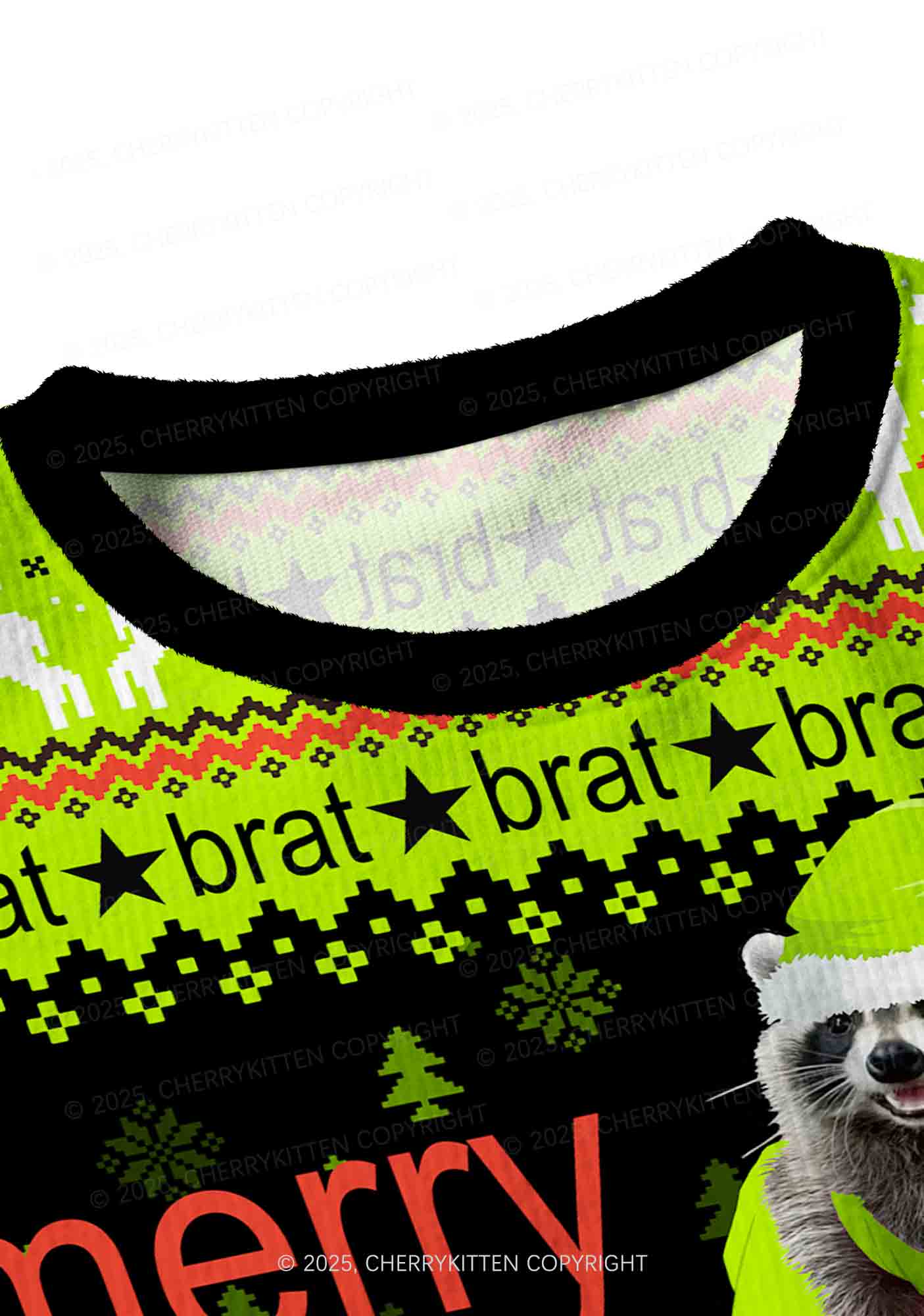 Merry Bratmas Y2K Christmas Crop Knit Sweatshirt Cherrykitten - Image 4