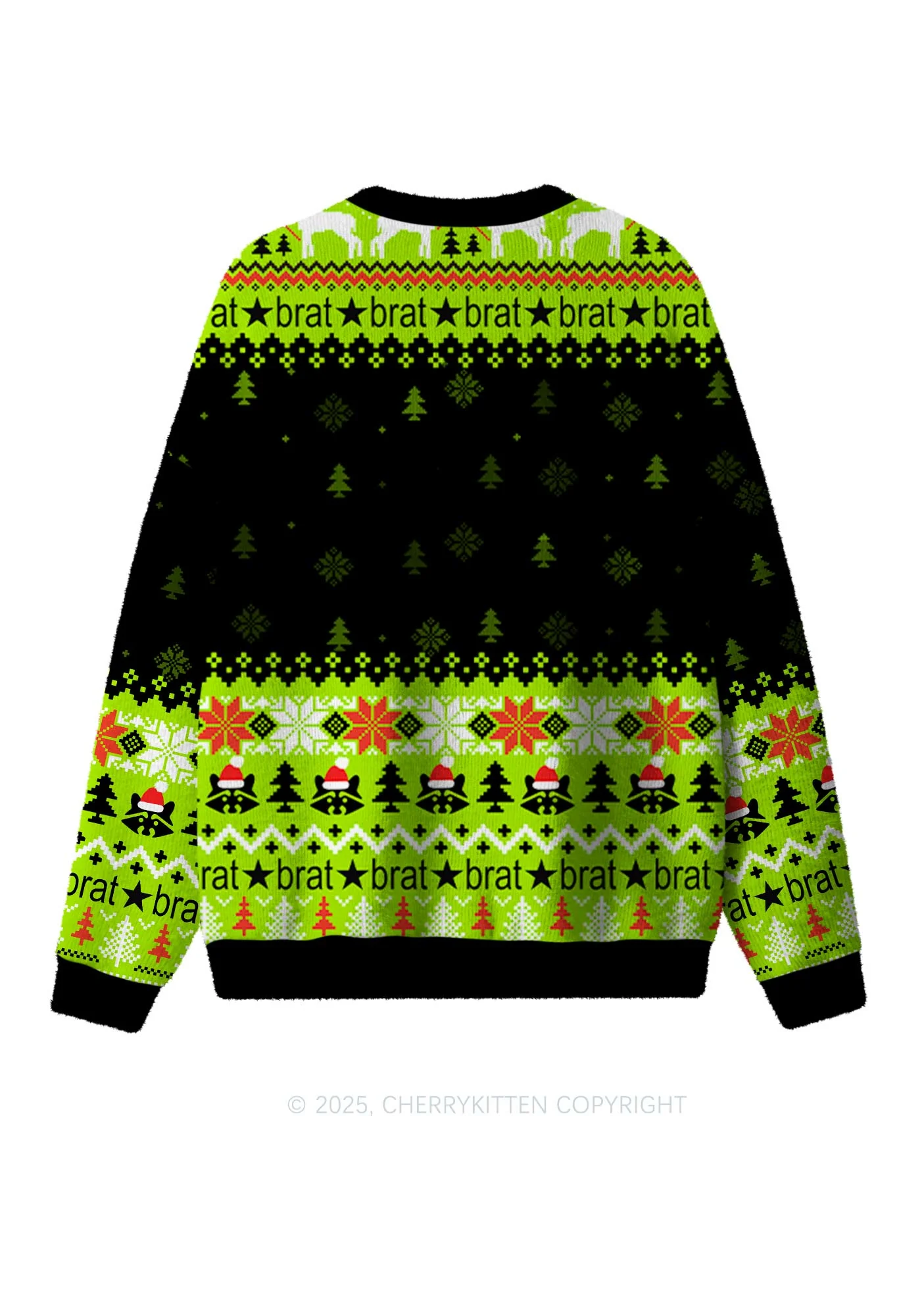 Merry Bratmas Y2K Christmas Knit Sweatshirt Cherrykitten - Image 2