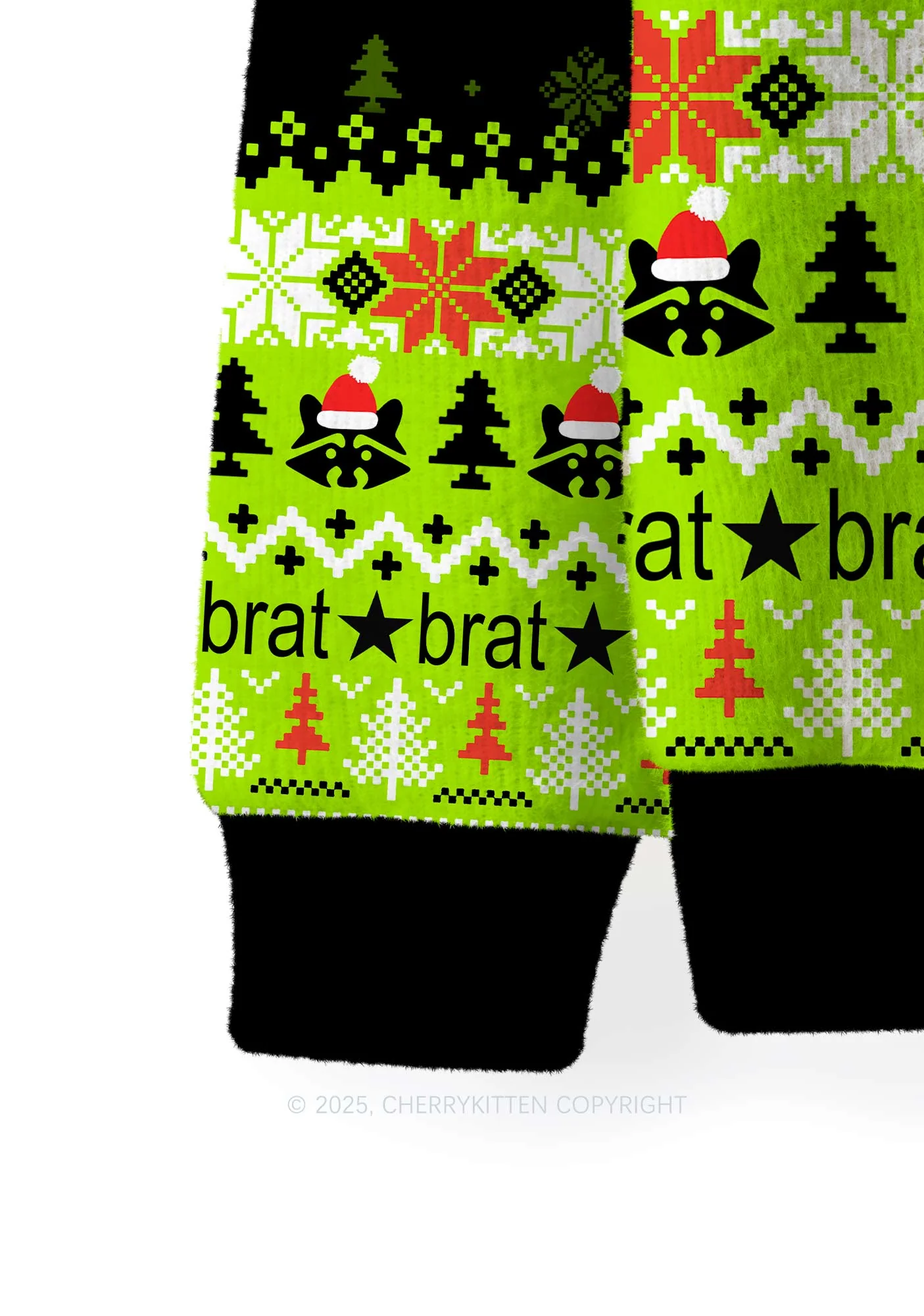Merry Bratmas Y2K Christmas Knit Sweatshirt Cherrykitten - Image 3