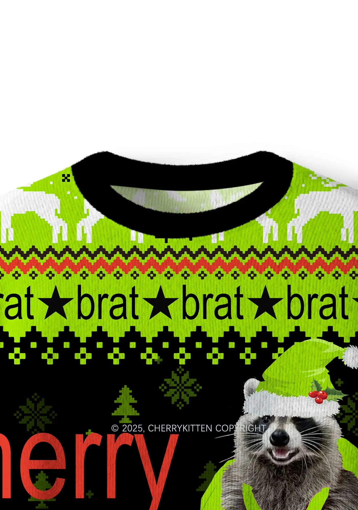 Merry Bratmas Y2K Christmas Knit Sweatshirt Cherrykitten - Image 4