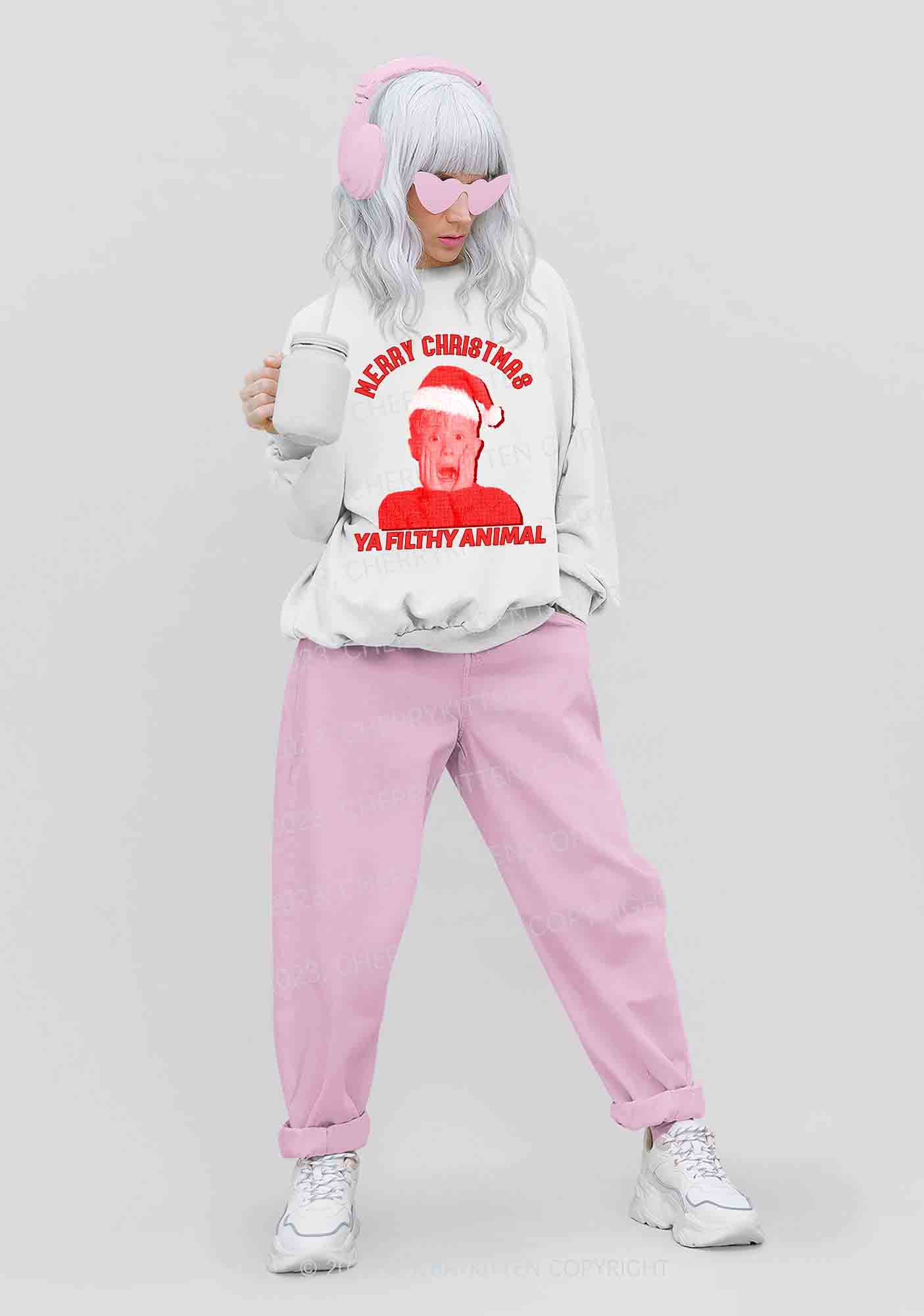 Merry Christmas Screaming Boy Y2K Sweatshirt Cherrykitten - Image 2