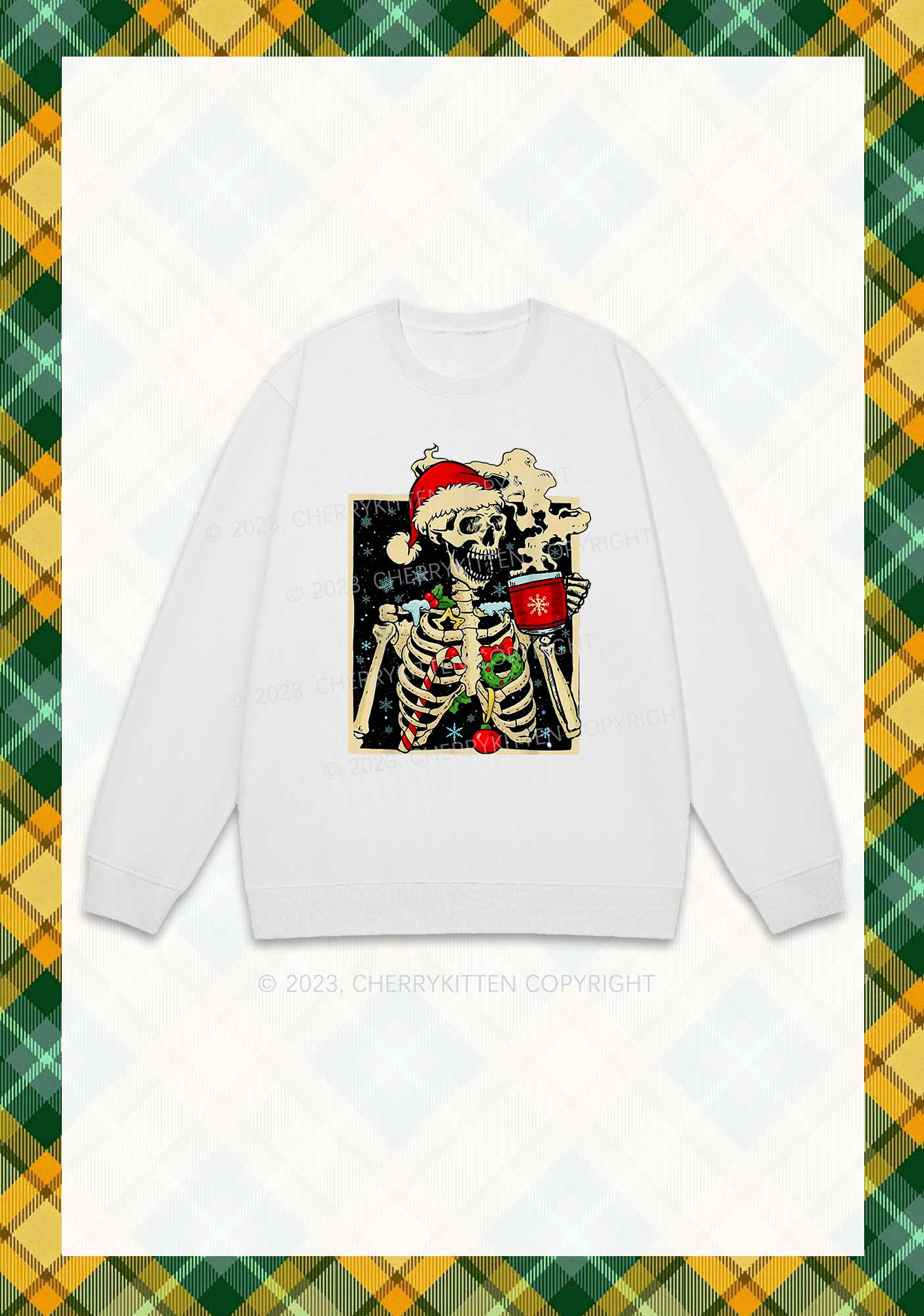 Merry Christmas Skeleton Y2K Sweatshirt Cherrykitten - Image 3