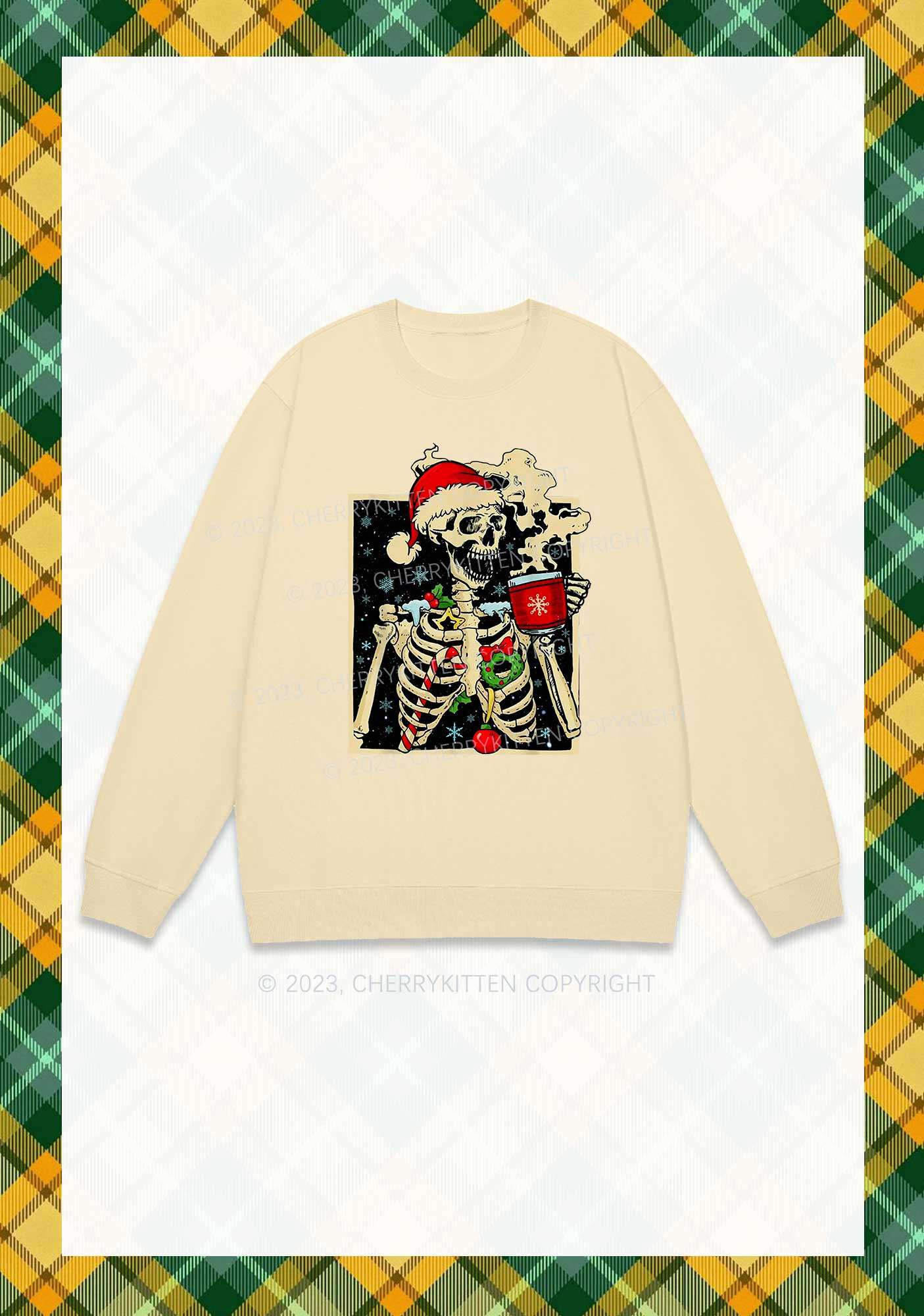 Merry Christmas Skeleton Y2K Sweatshirt Cherrykitten - Image 4