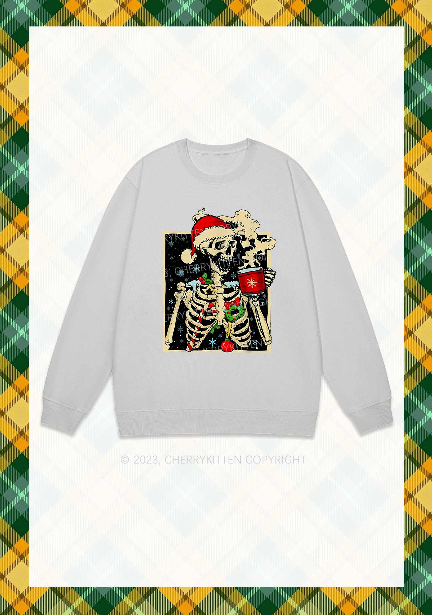 Merry Christmas Skeleton Y2K Sweatshirt Cherrykitten - Image 5