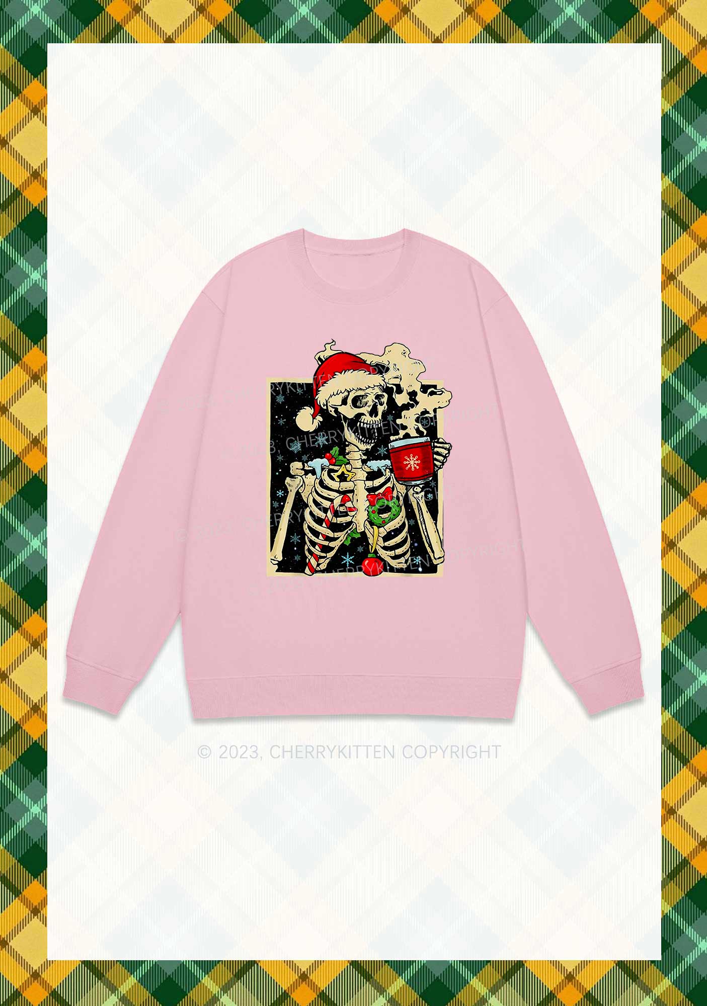 Merry Christmas Skeleton Y2K Sweatshirt Cherrykitten - Image 6