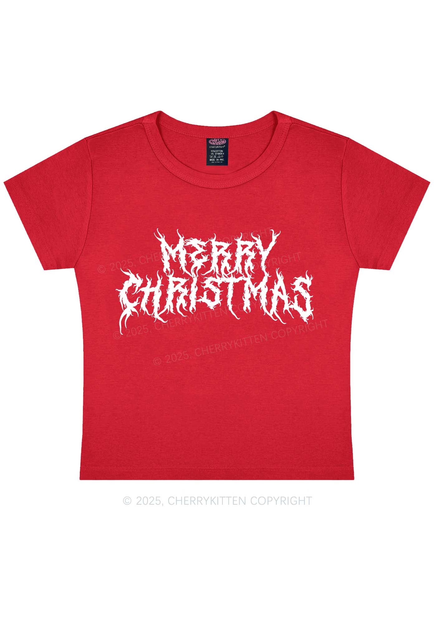 Merry Christmas Y2K Baby Tee Cherrykitten - Image 5