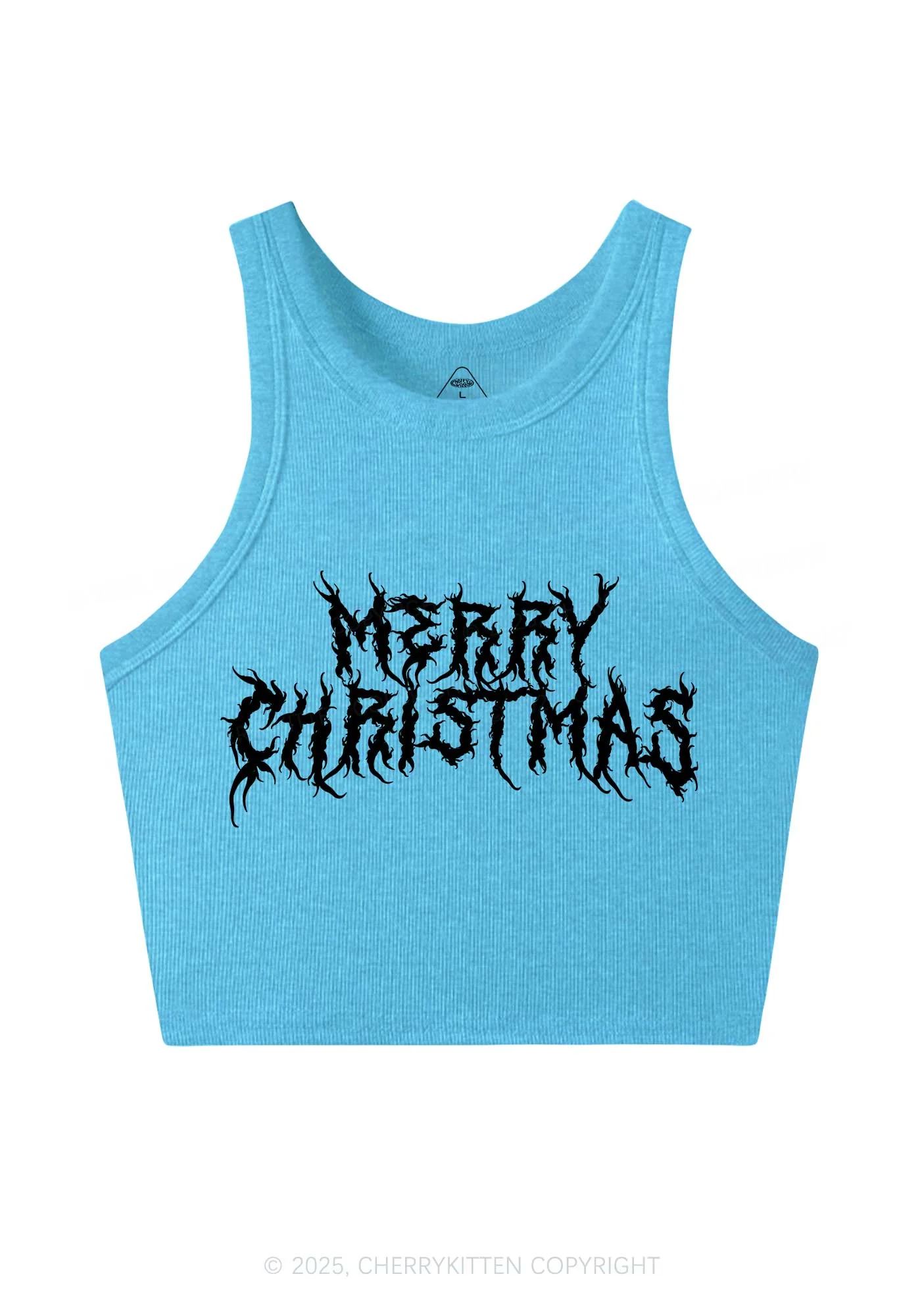 Merry Christmas Y2K Crop Tank Top Cherrykitten - Image 3