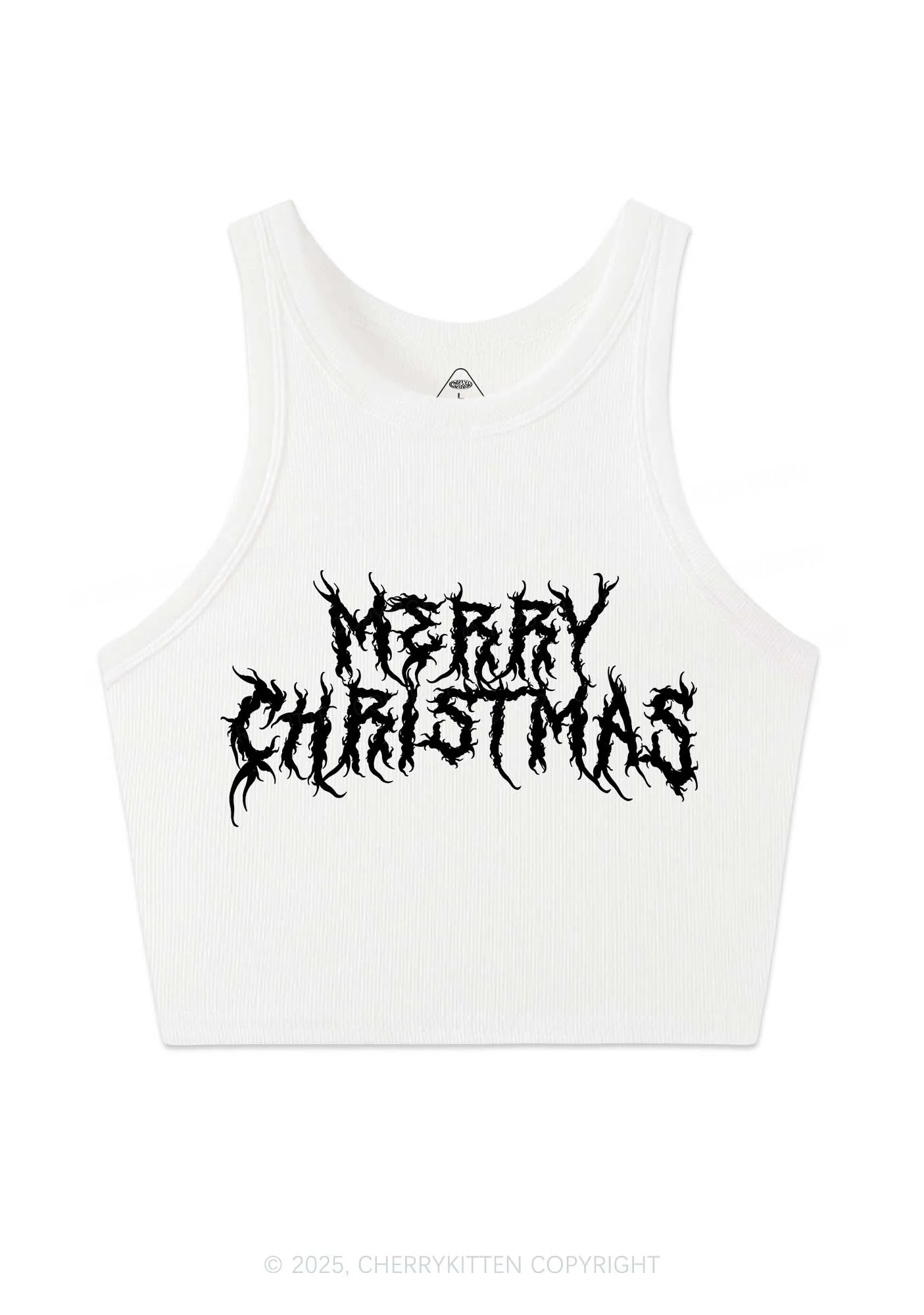 Merry Christmas Y2K Crop Tank Top Cherrykitten - Image 4
