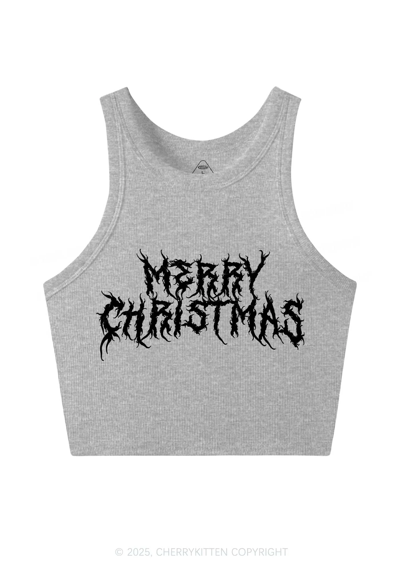 Merry Christmas Y2K Crop Tank Top Cherrykitten - Image 5