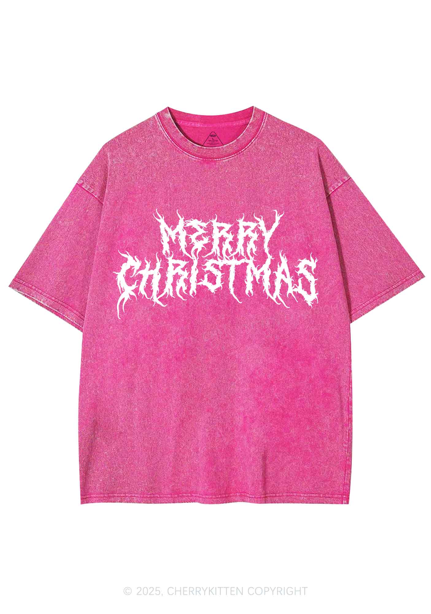 Merry Christmas Y2K Shirts Washed Tee Cherrykitten - Image 4